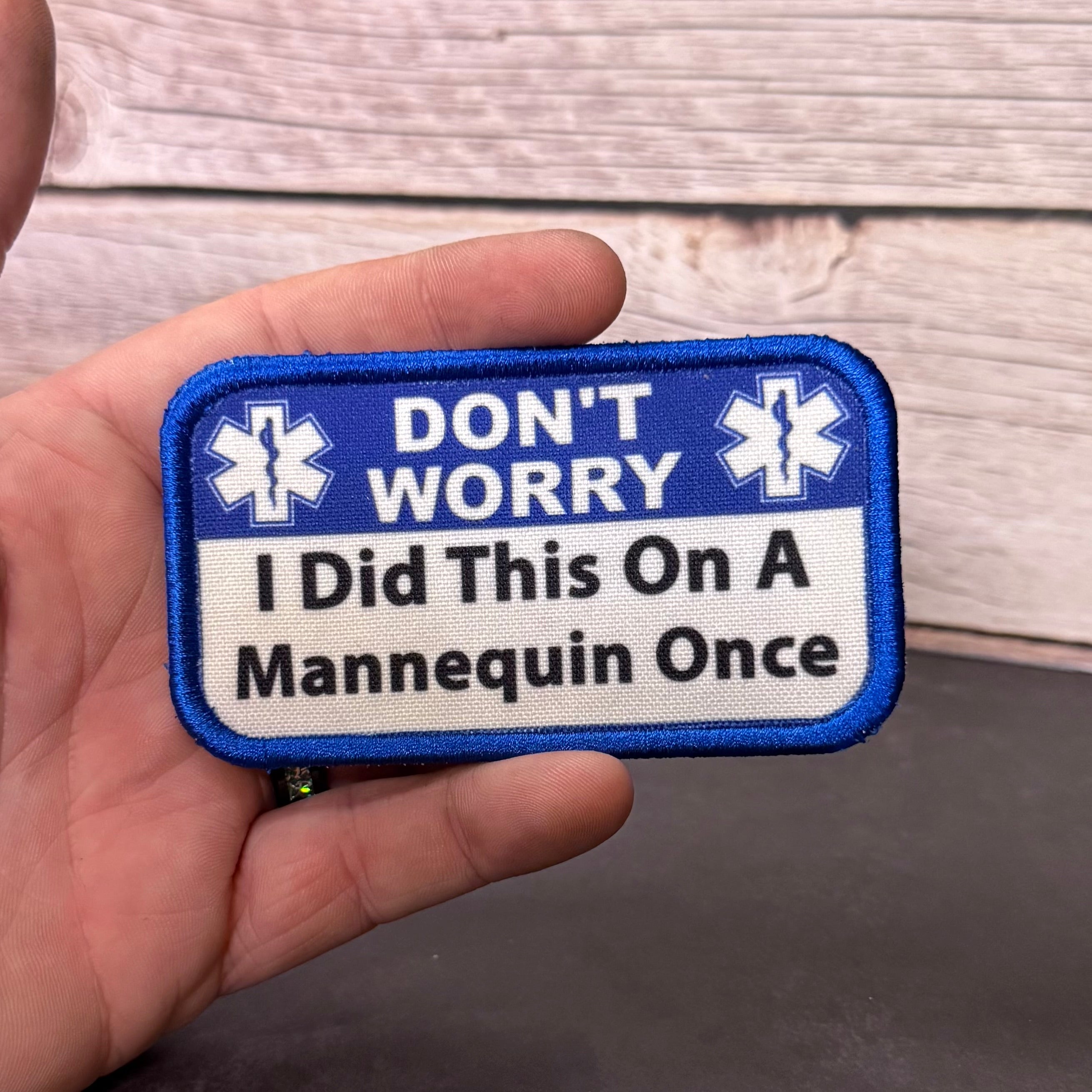 Don’t Worry I Did This On A Mannequin Once Funny Morale Patch, 2.25x4" | Made in USA | VELCRO® Brand Hook Backing