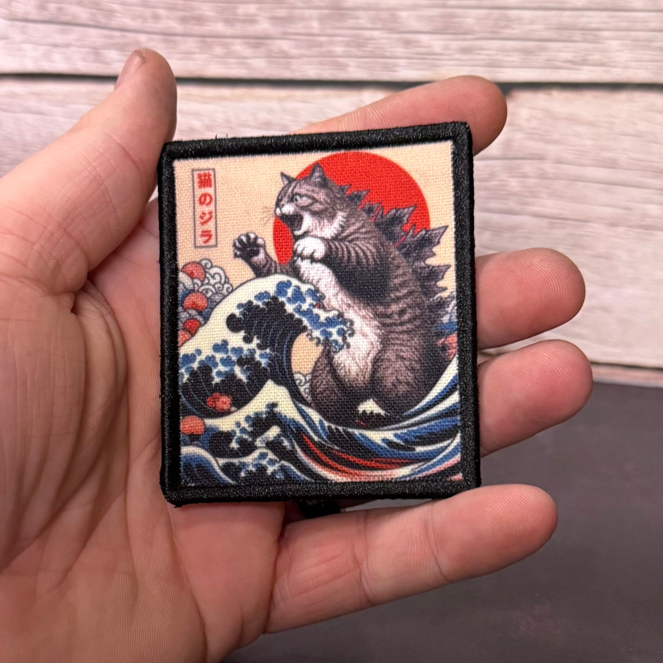 Catzilla Funny Cat Morale Patch, 2.5x3" | Made in USA | VELCRO® Brand Hook Backing
