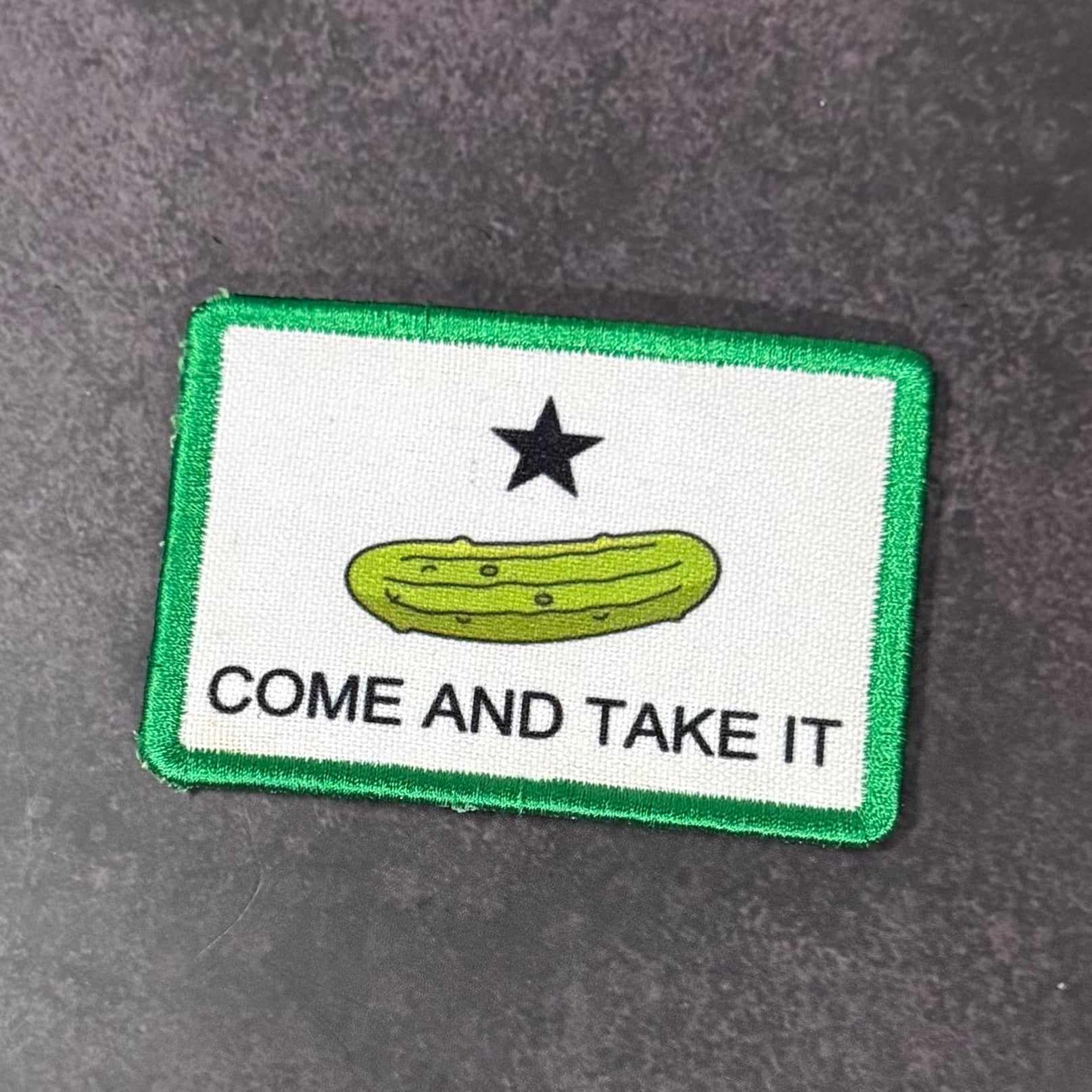 Come and Take It Pickle Funny Texas Style Morale Patch | Made in USA | VELCRO® Brand Hook Backing