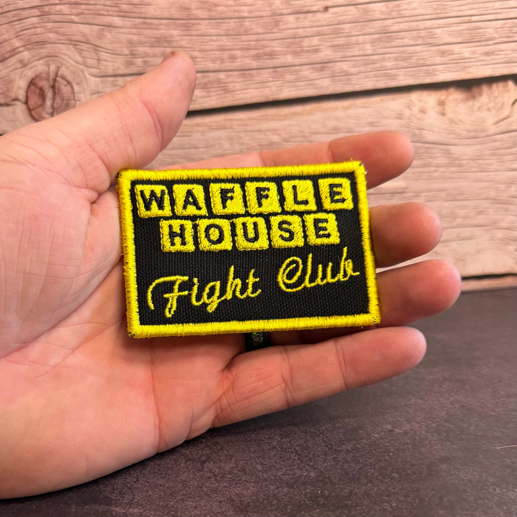 Waffle House Fight Club Funny Morale Patch, 2x3" | Made in USA | VELCRO® Brand Hook Backing