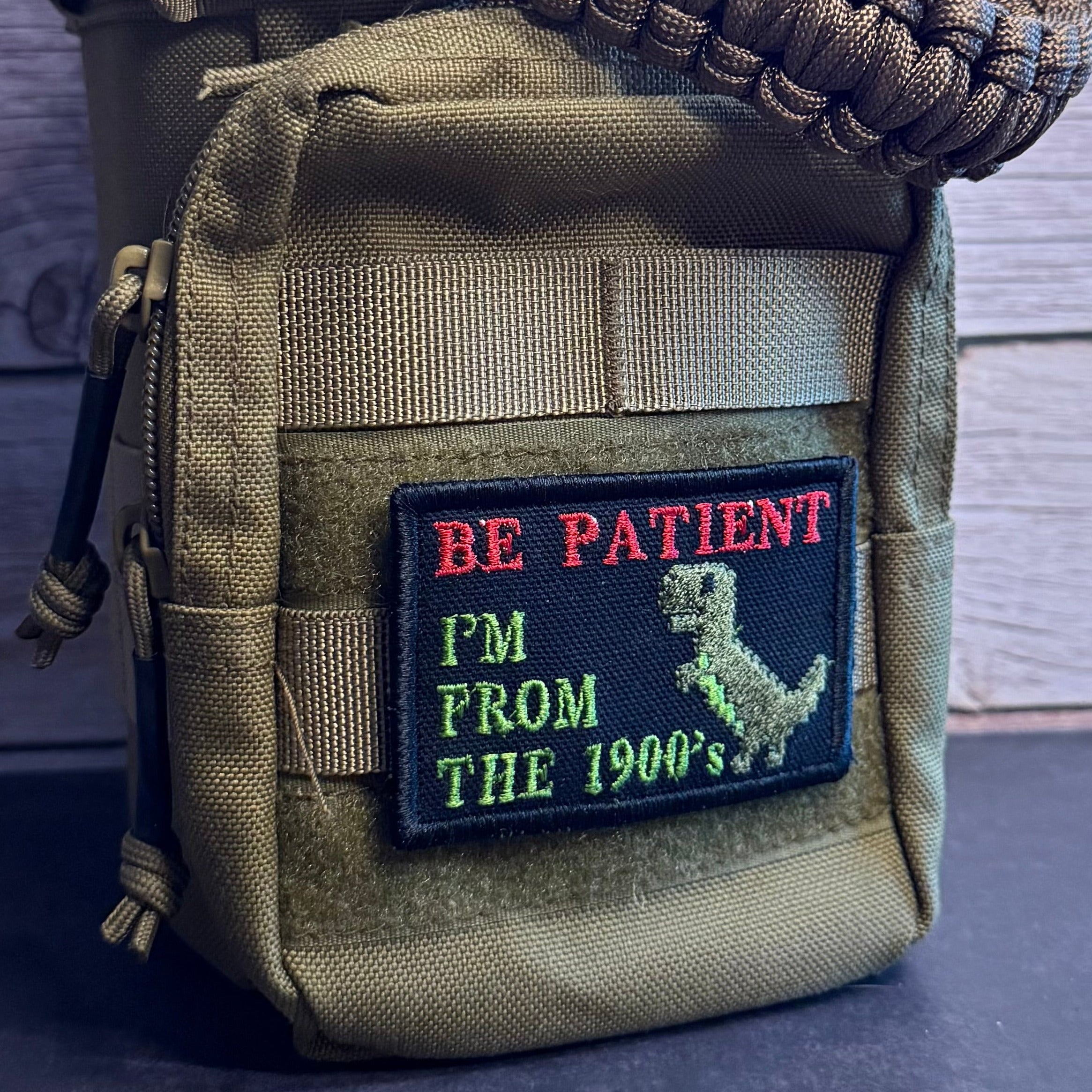 Be Patient I'm From The 1900's Funny Morale Patch, 2x3" | Made in USA | VELCRO® Brand Hook Backing