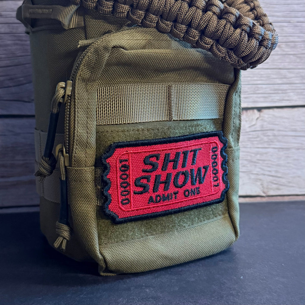 Shit Show Ticket Funny Morale Patch, 2.3x4" | Made in USA | VELCRO® Brand Hook Backing
