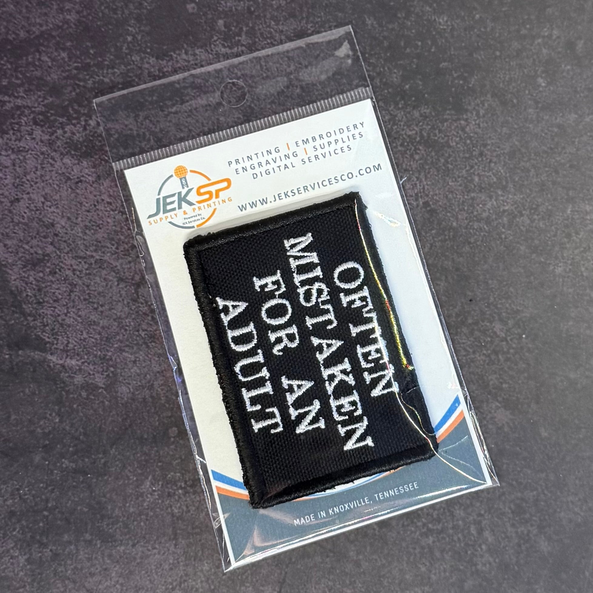 Often Mistaken For An Adult Funny Morale Patch, 2x3" | Made in USA | VELCRO® Brand Hook Backing