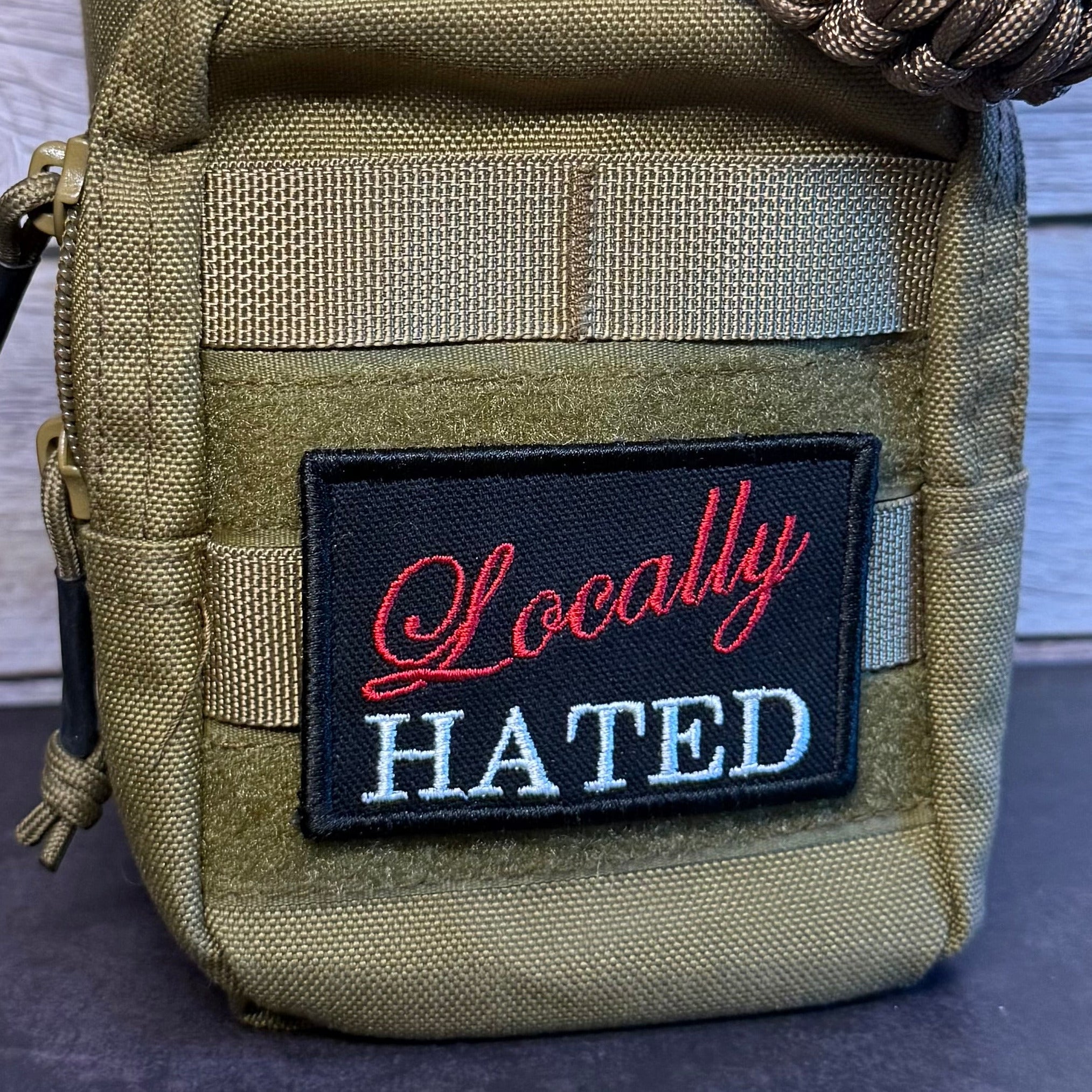 Locally Hated Funny Morale Patch, 2x3" | Made in USA | VELCRO® Brand Hook Backing