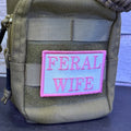 Feral Wife Funny Morale Patch, 2x3" | Made in USA | VELCRO® Brand Hook Backing
