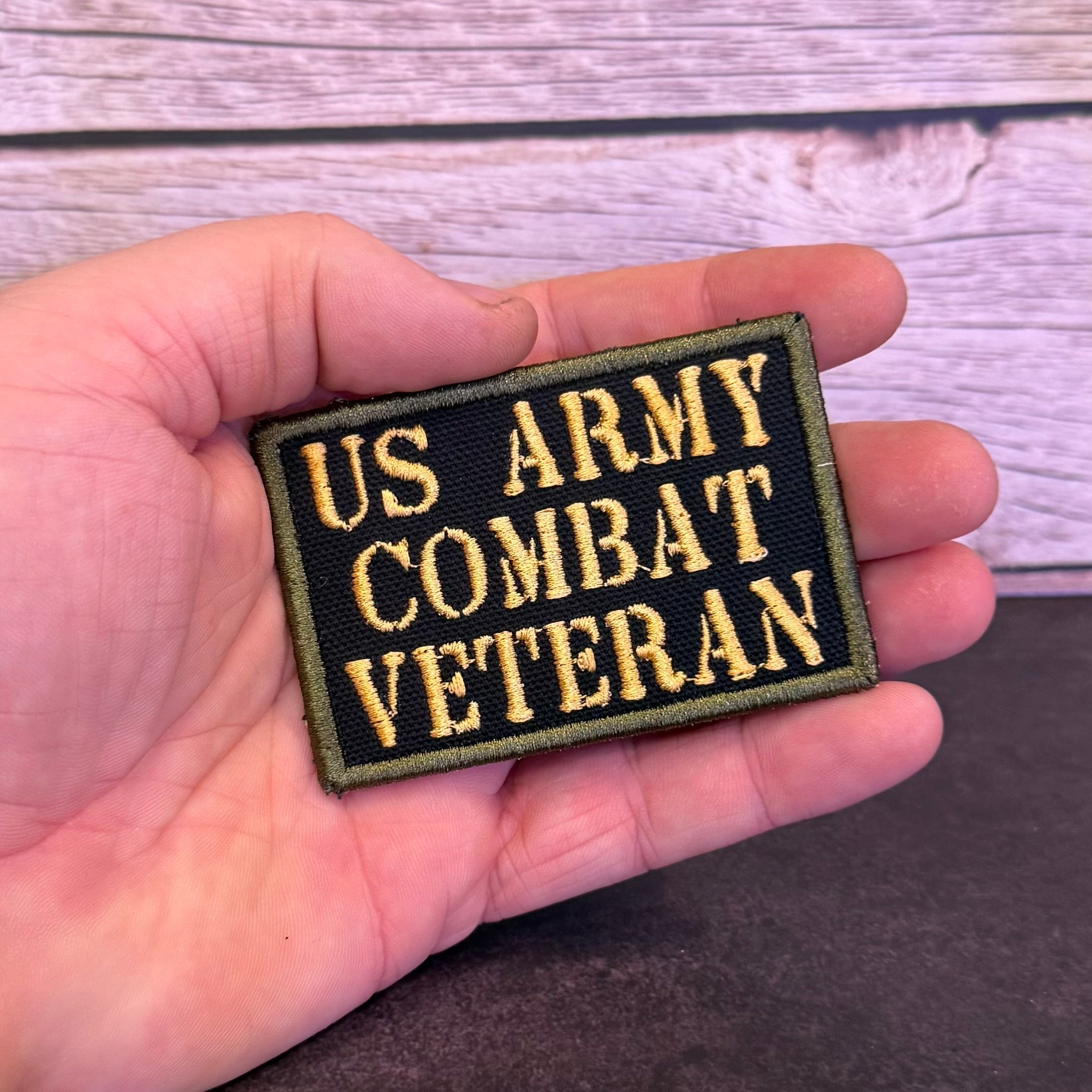 Army Combat Veteran Morale Patch, 2x3" | Made in USA | VELCRO® Brand Hook Backing