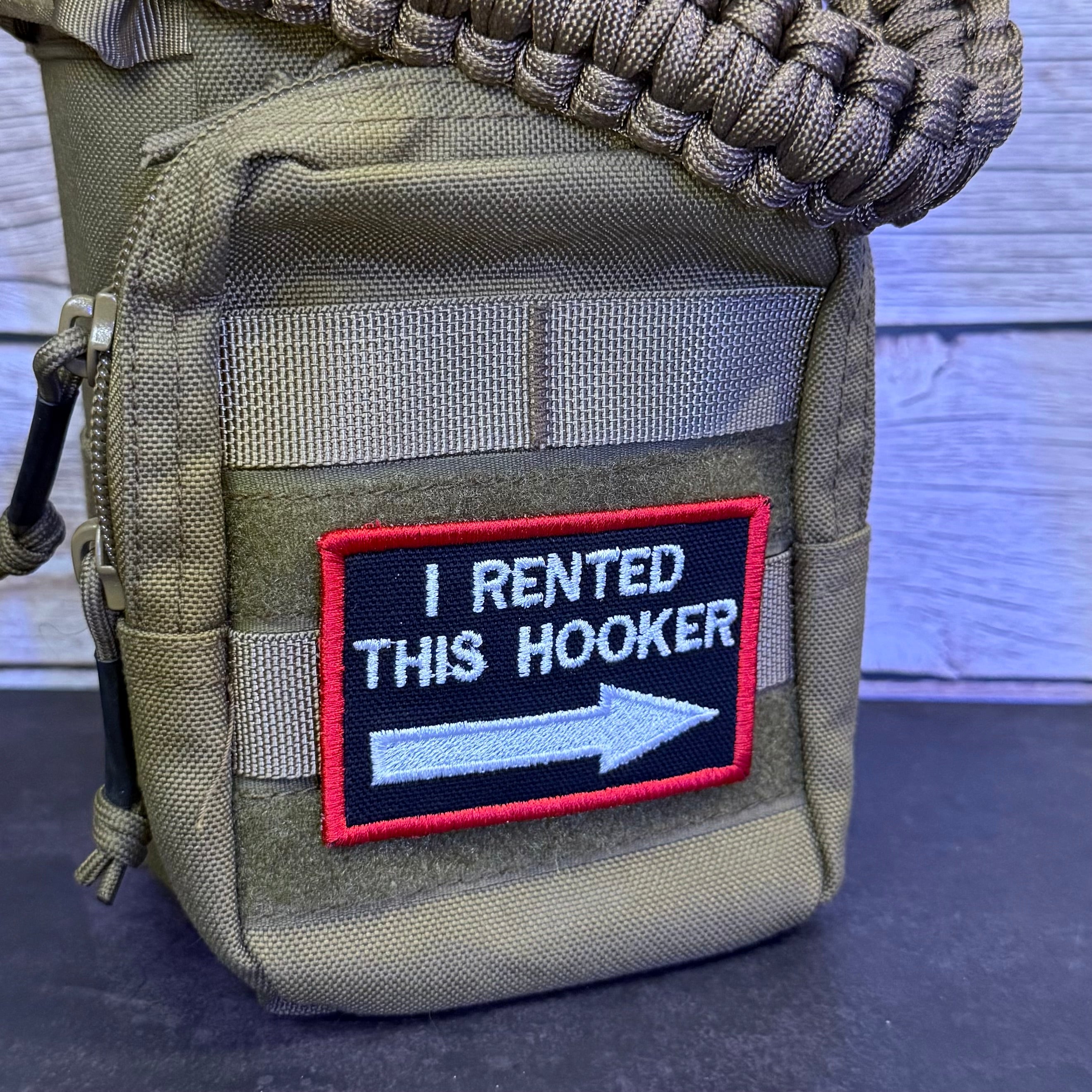 I Rented This Hooker Funny Morale Patch, 2x3" | Made in USA | VELCRO® Brand Hook Backing