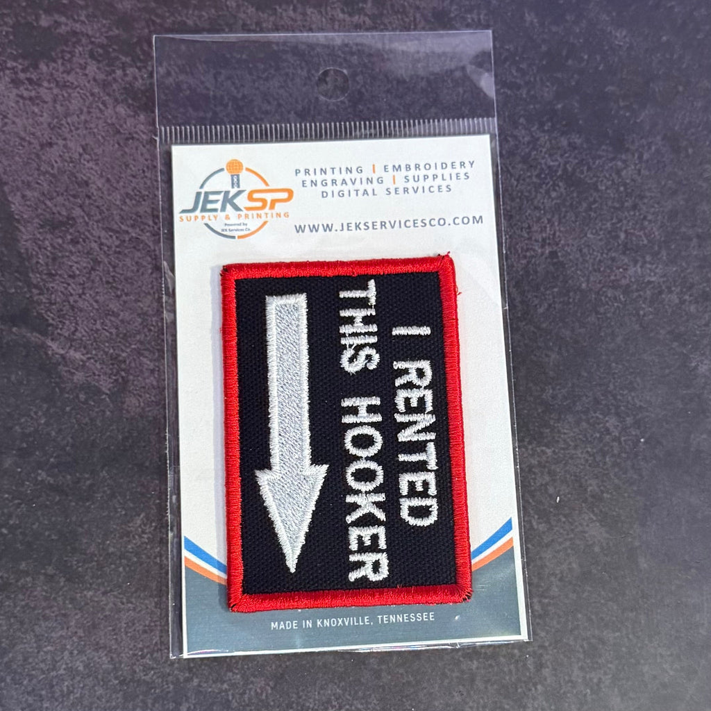 I Rented This Hooker Funny Morale Patch, 2x3" | Made in USA | VELCRO® Brand Hook Backing