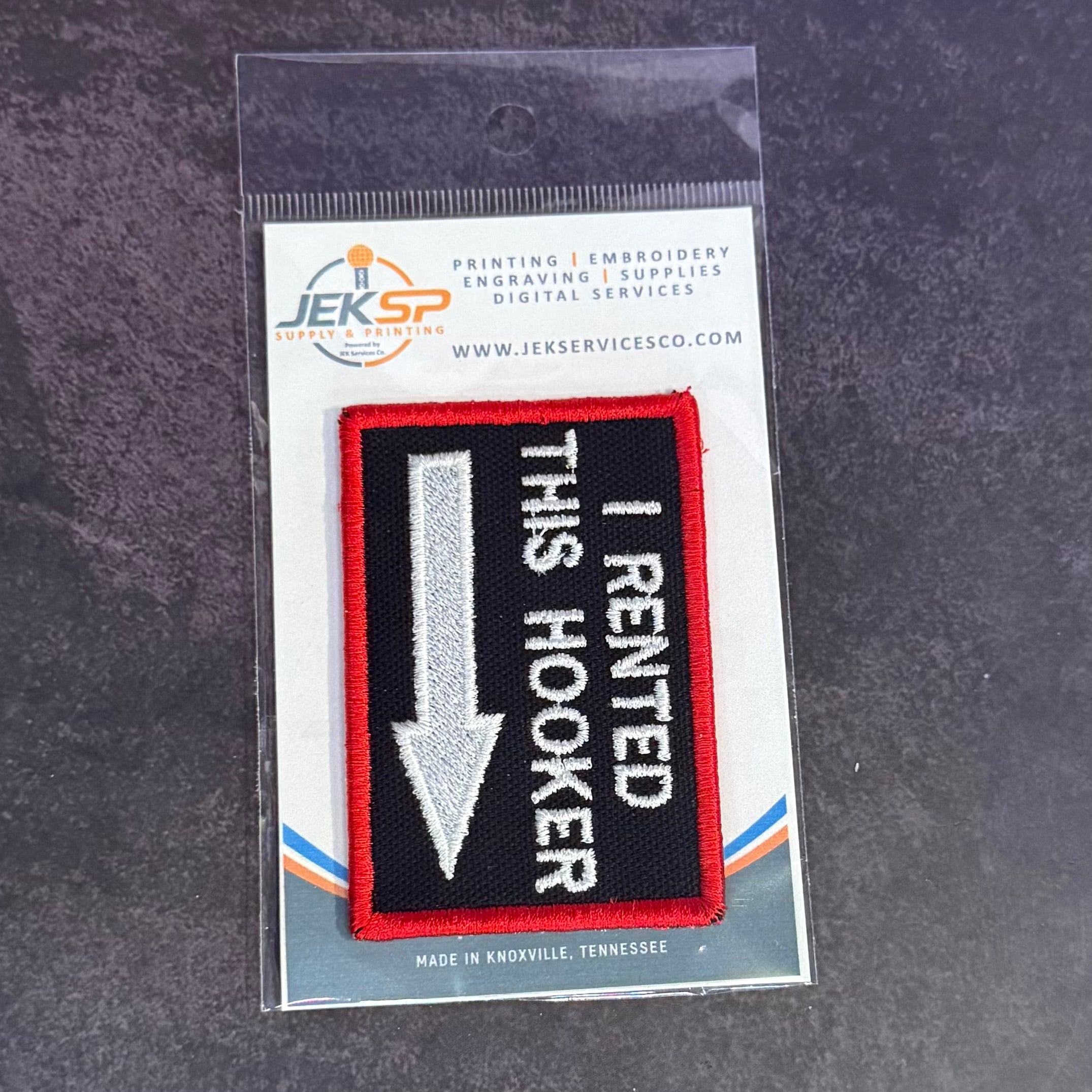 I Rented This Hooker Funny Morale Patch, 2x3" | Made in USA | VELCRO® Brand Hook Backing