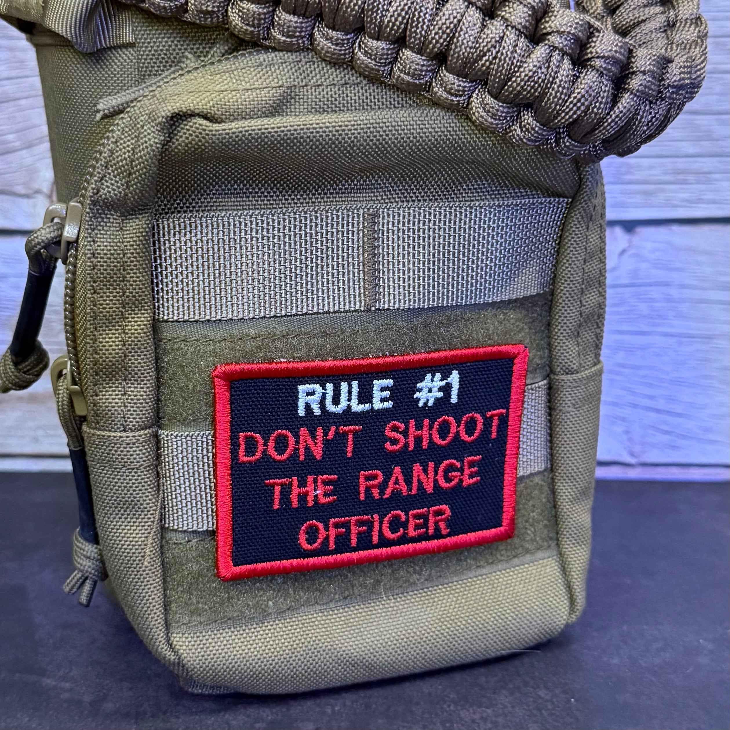 Rule #1 Don't Shoot The Range Officer Funny Morale Patch, 2x3" | Made in USA | VELCRO® Brand Hook Backing
