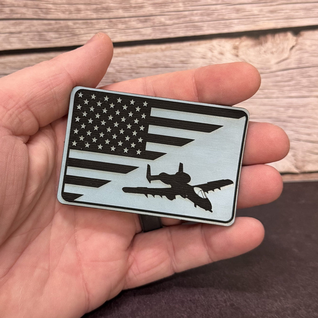 A-10 Warthog American Flag Morale Patch, 2x3" | Made in USA | VELCRO® Brand Hook Backing