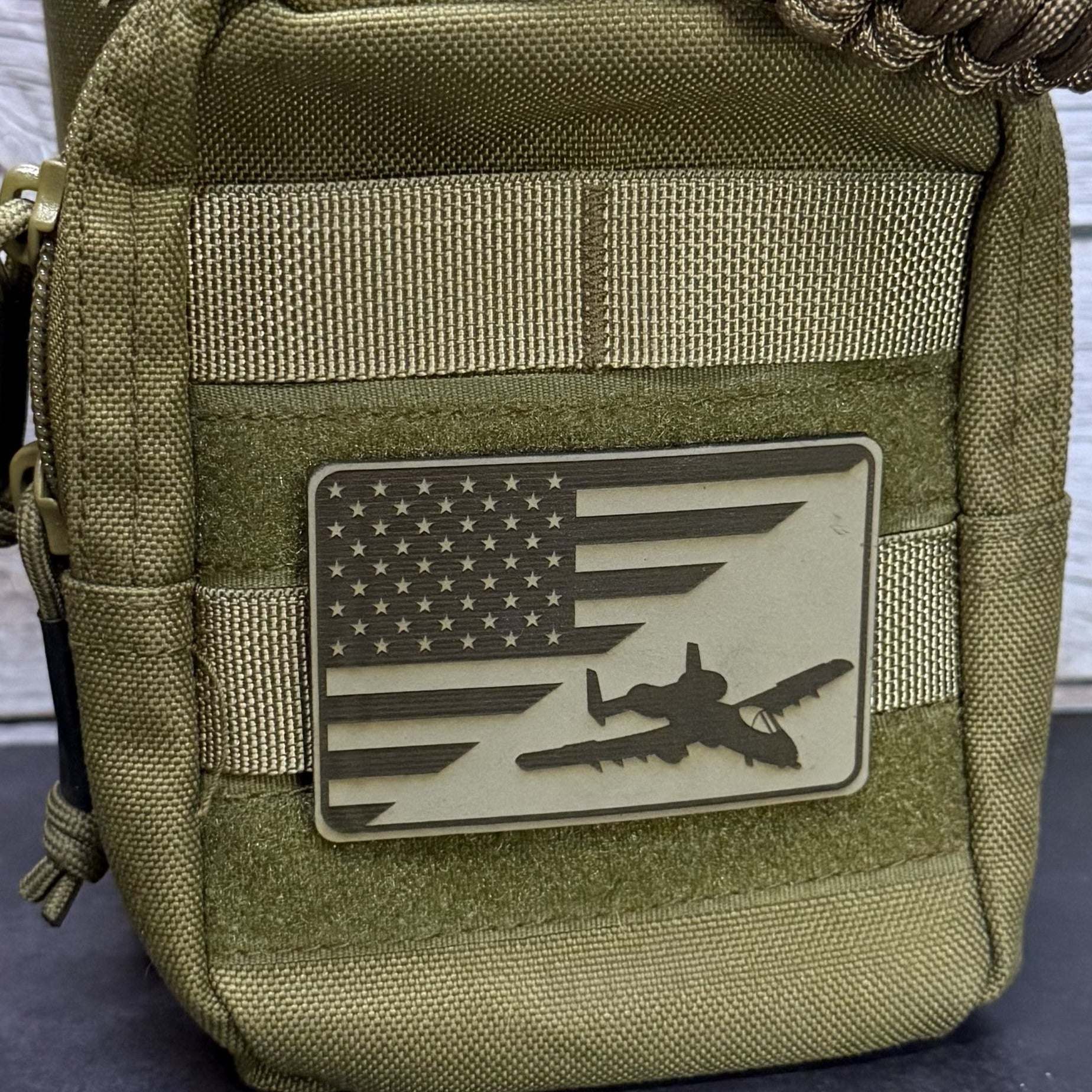 A-10 Warthog American Flag Morale Patch, 2x3" | Made in USA | VELCRO® Brand Hook Backing
