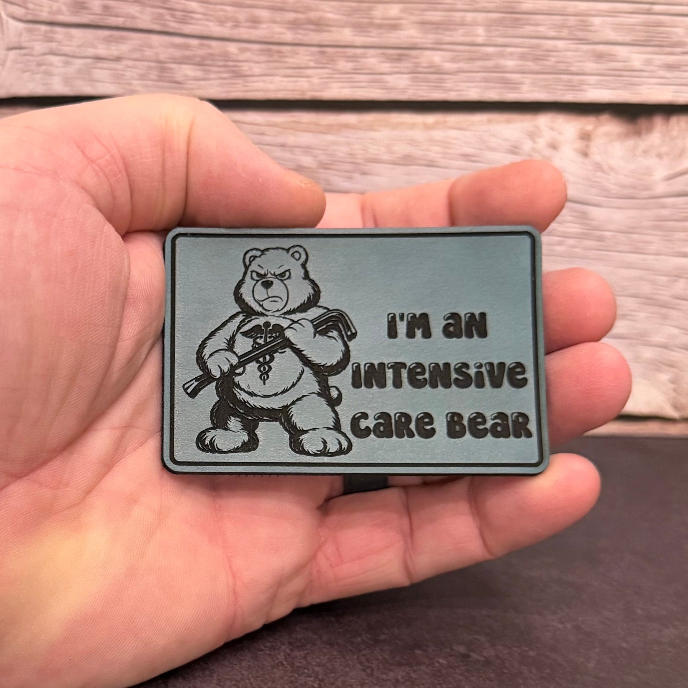 Intensive Care Bear Funny Nurse Medic Morale Patch, 2x3" | Made in USA | VELCRO® Brand Hook Backing