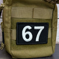 67 -Six Seven- Funny Morale Patch, 2x3" | Made in USA | VELCRO® Brand Hook Backing