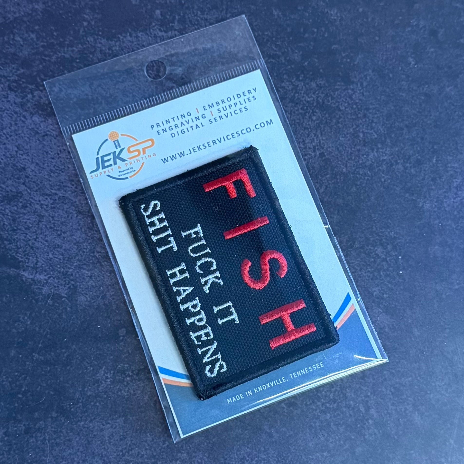 F.I.S.H. Fuck It, Shit Happens Funny Morale Patch, 2x3" | Made in USA | VELCRO® Brand Hook Backing