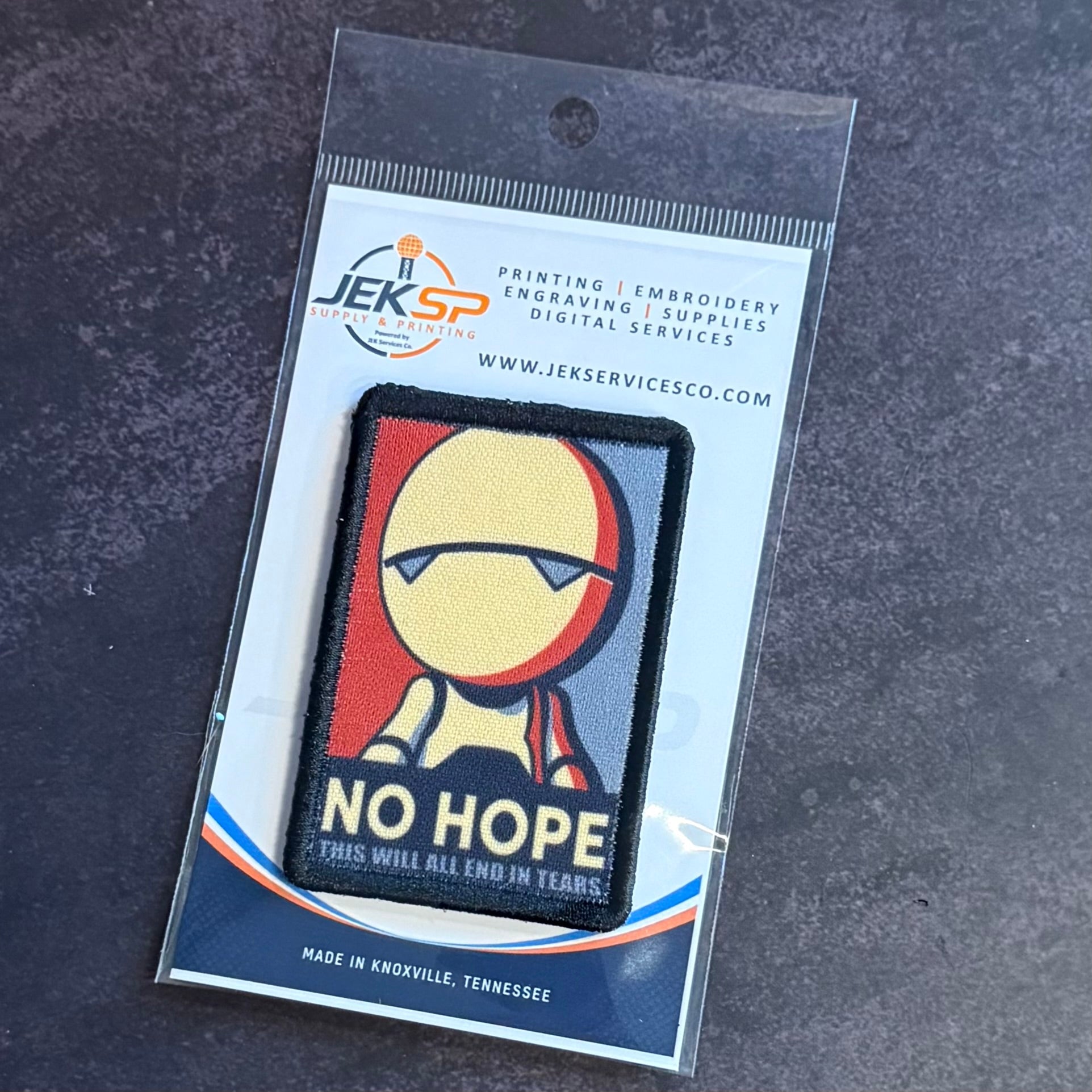 No Hope Meme Funny Morale Patch, Hitchhiker's Guide | Made in USA | VELCRO® Brand Hook Backing