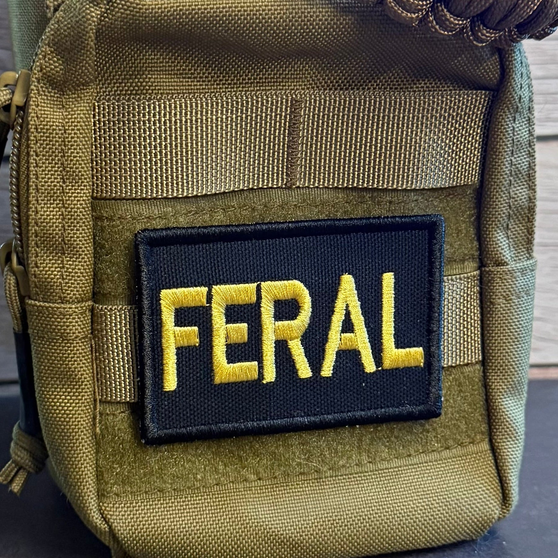 Feral & Wild Funny Morale Patch, 2x3" | Made in USA | VELCRO® Brand Hook Backing