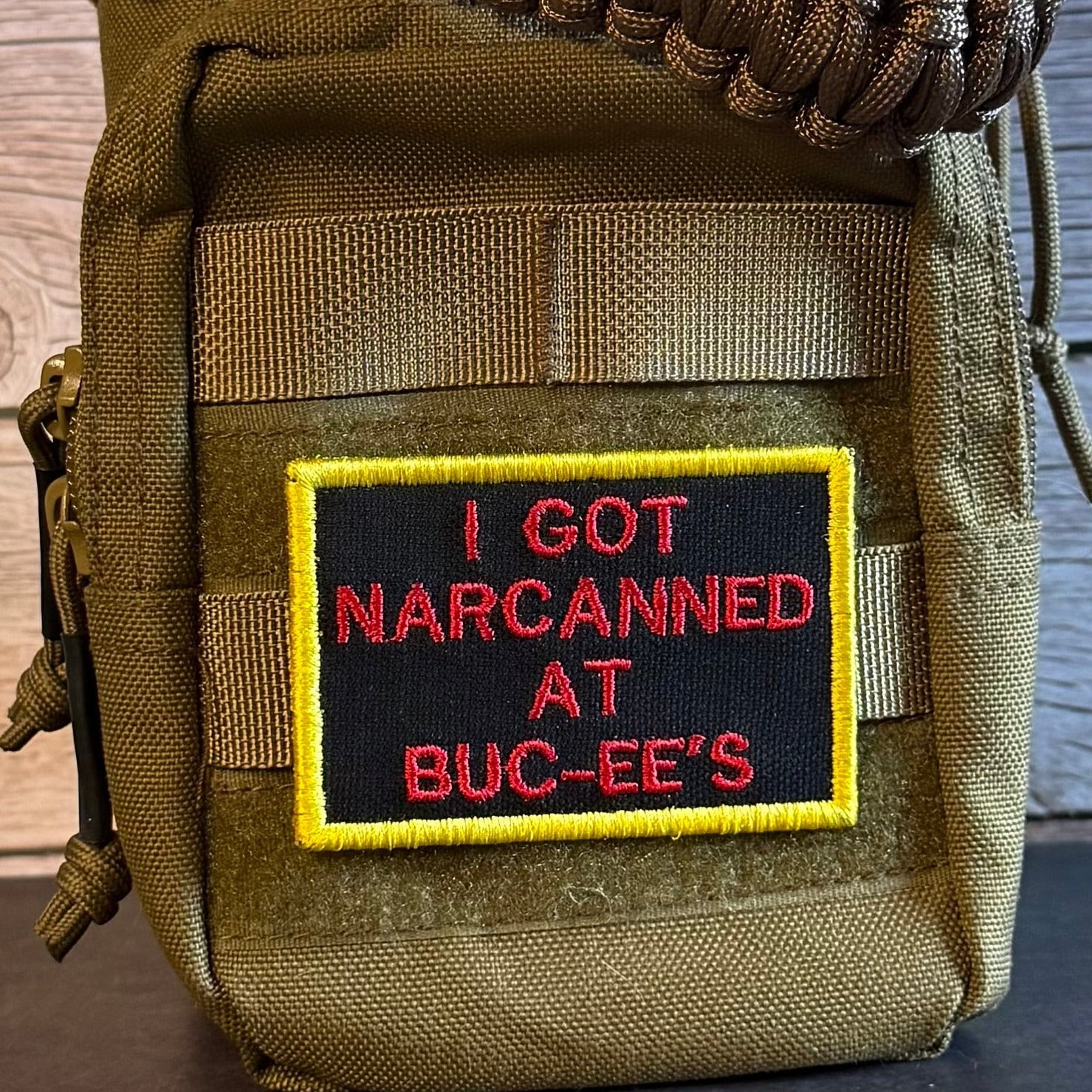 I Got Narcanned At Buc-ee's Funny Morale Patch, 2x3" | Made in USA | VELCRO® Brand Hook Backing