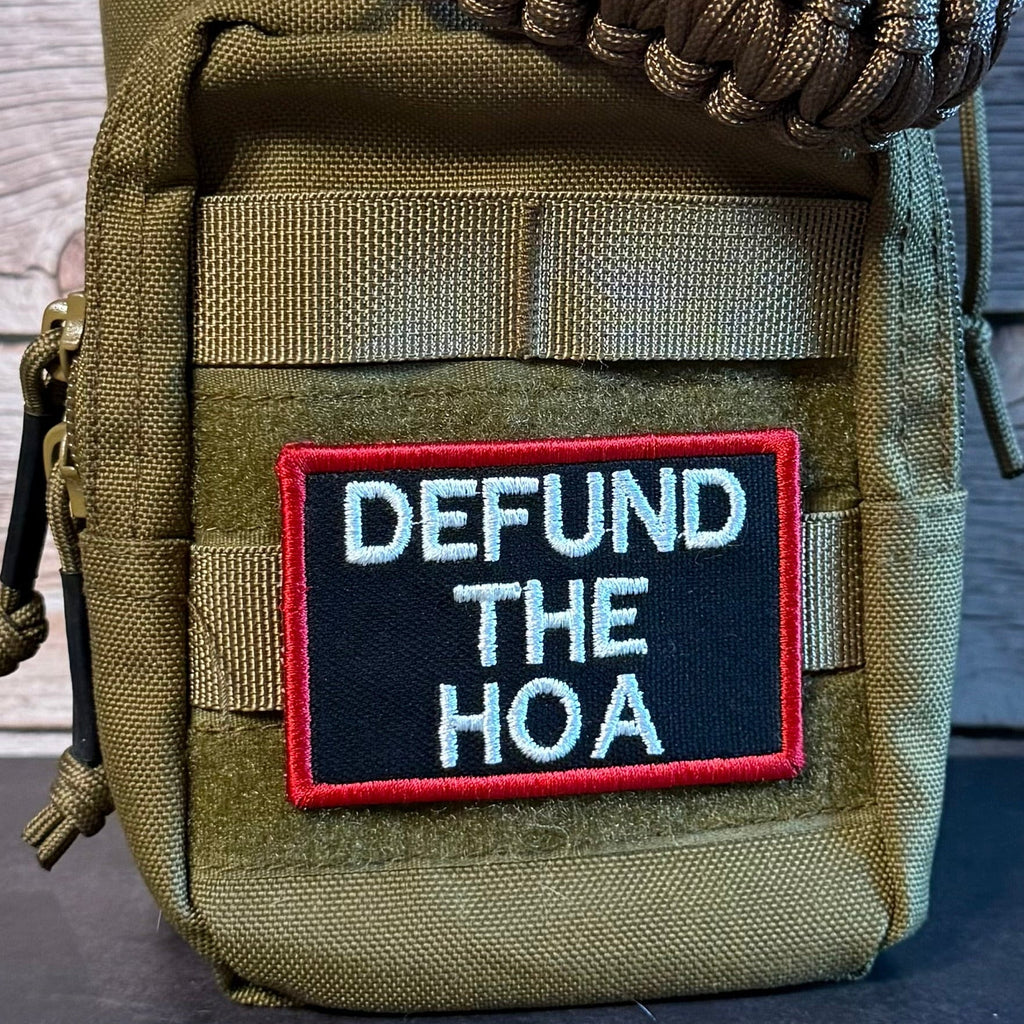 Defund the HOA Funny Morale Patch, 2x3" | Made in USA | VELCRO® Brand Hook Backing