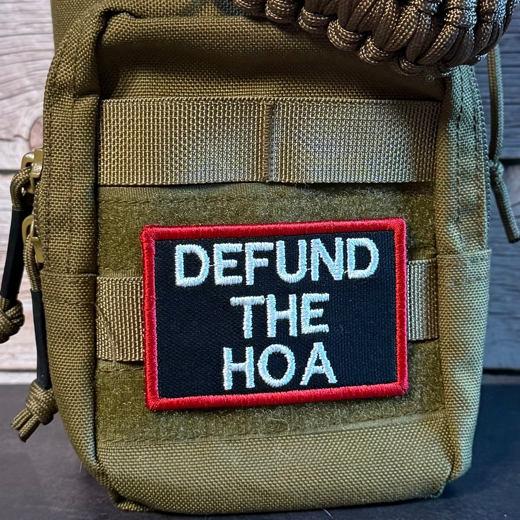 Defund the HOA Funny Morale Patch, 2x3" | Made in USA | VELCRO® Brand Hook Backing
