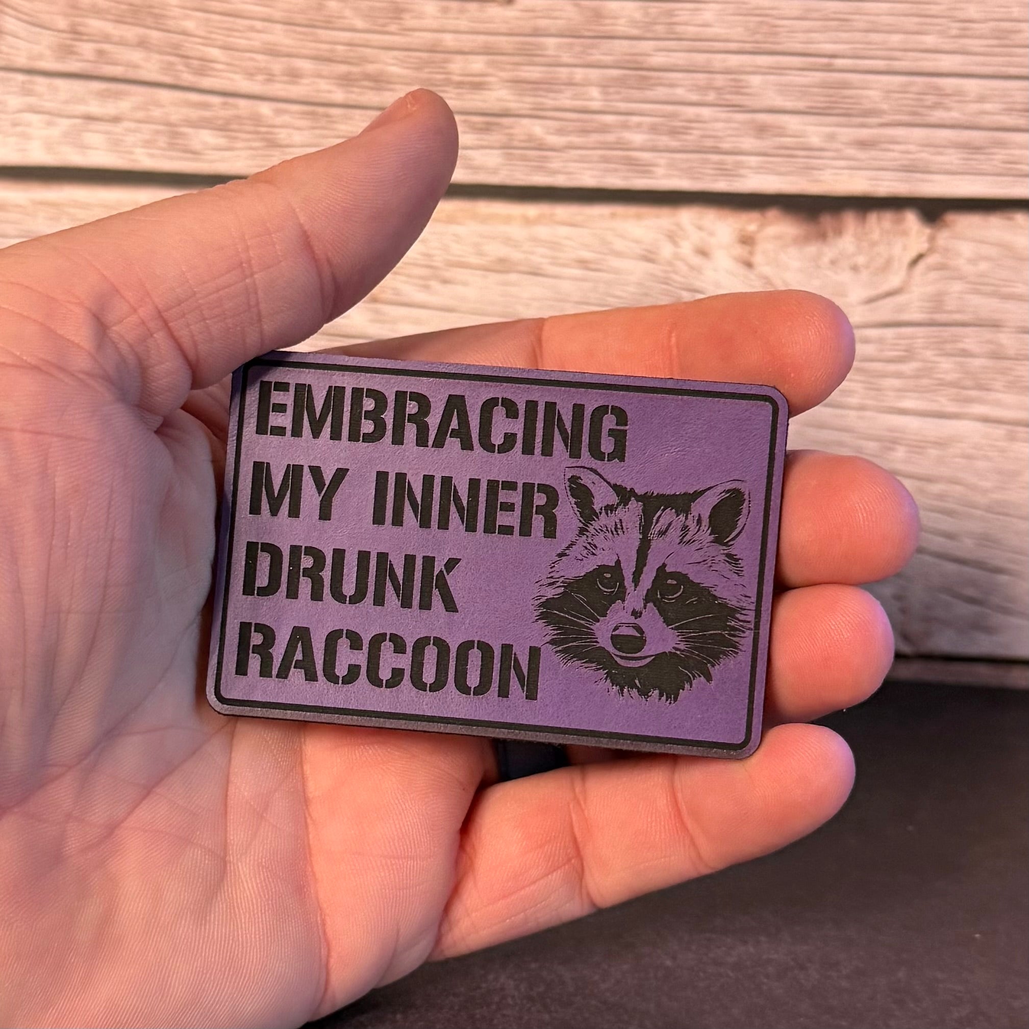 Inner Drunk Raccoon Funny Morale Patch, 2x3" | Made in USA | VELCRO® Brand Hook Backing