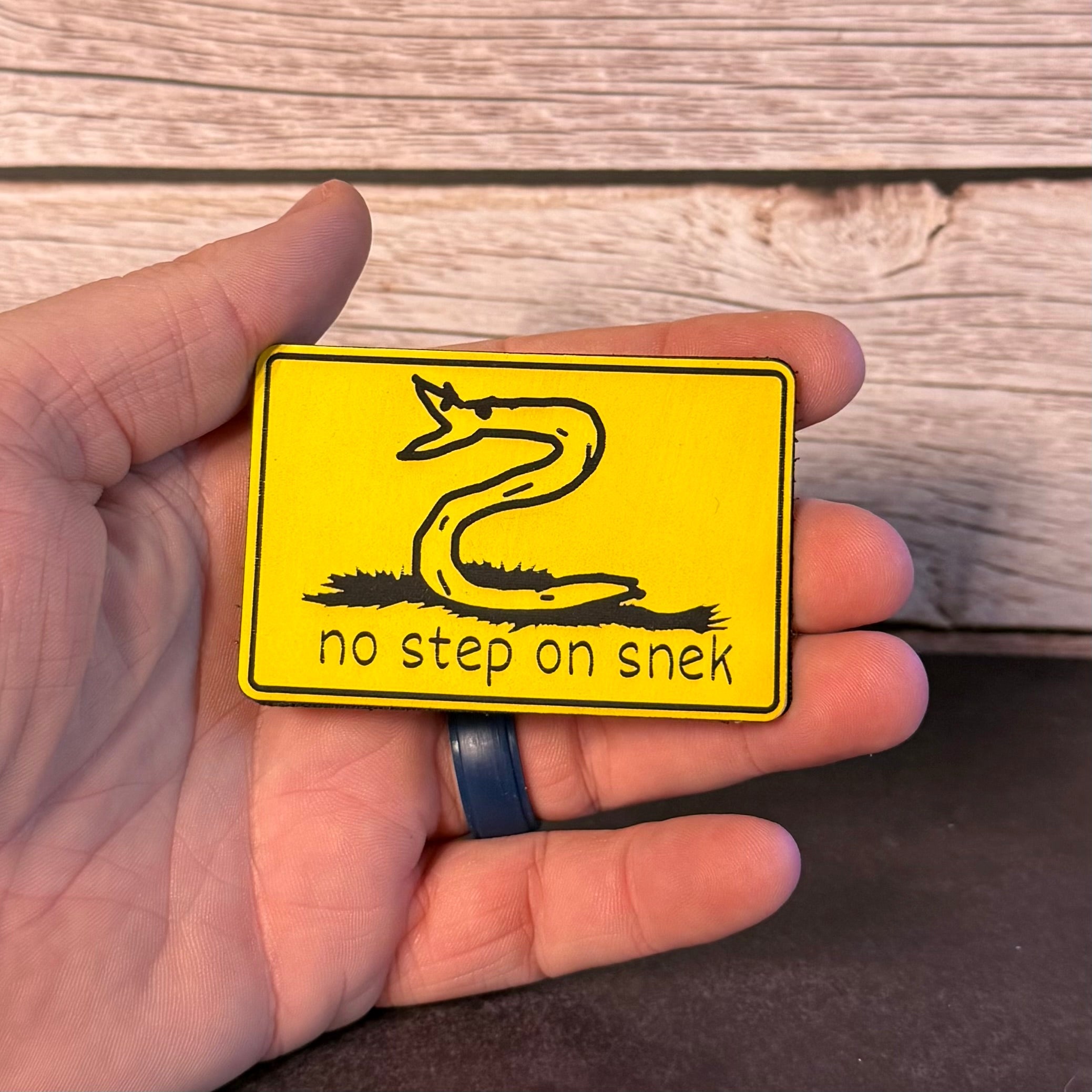 No Step On Snek Funny Morale Patch, 2x3" | Made in USA | VELCRO® Brand Hook Backing