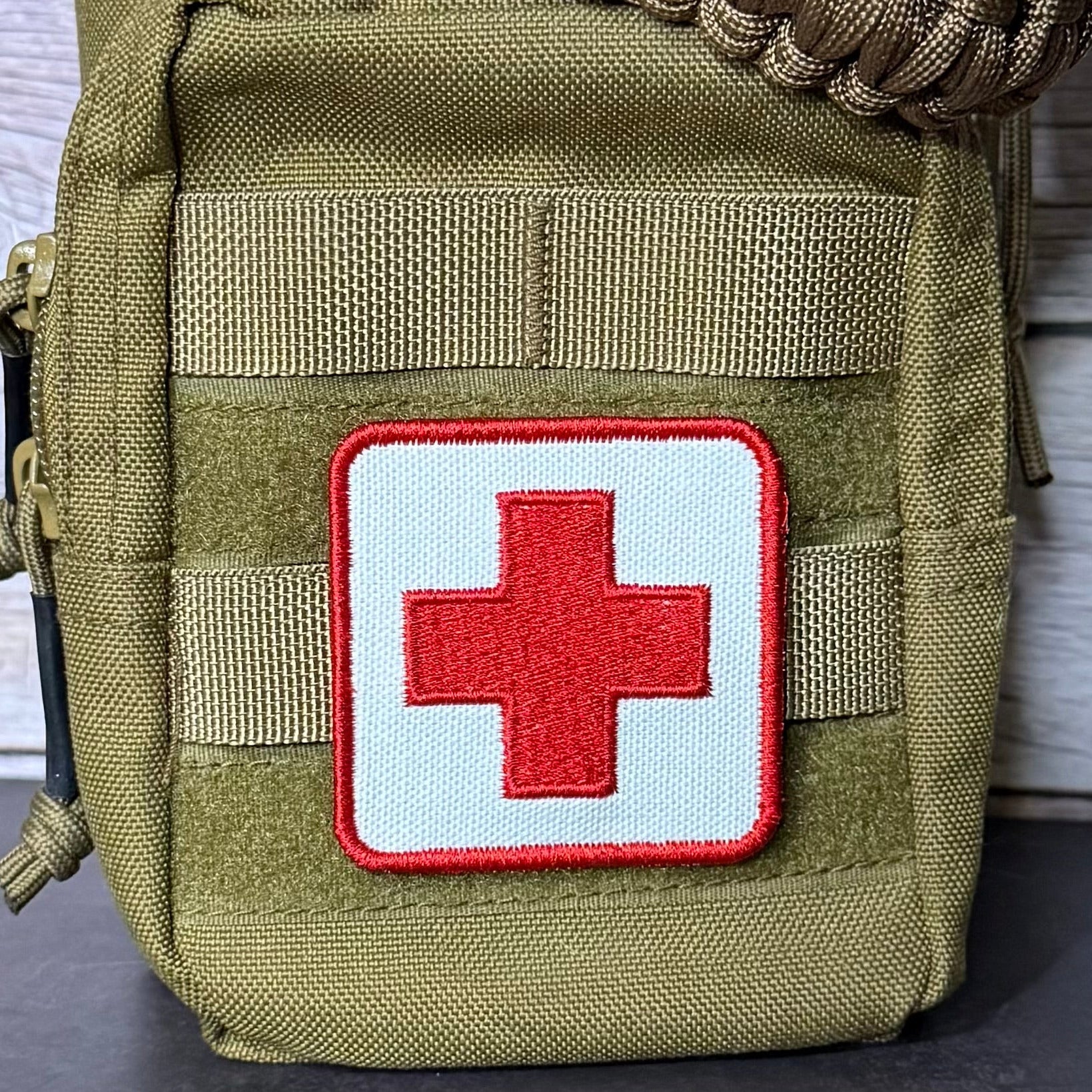 Med-Kit IFAK First-Aid Pouch ID Patch, 2.5x2.5" | Made in USA | VELCRO® Brand Hook Backing