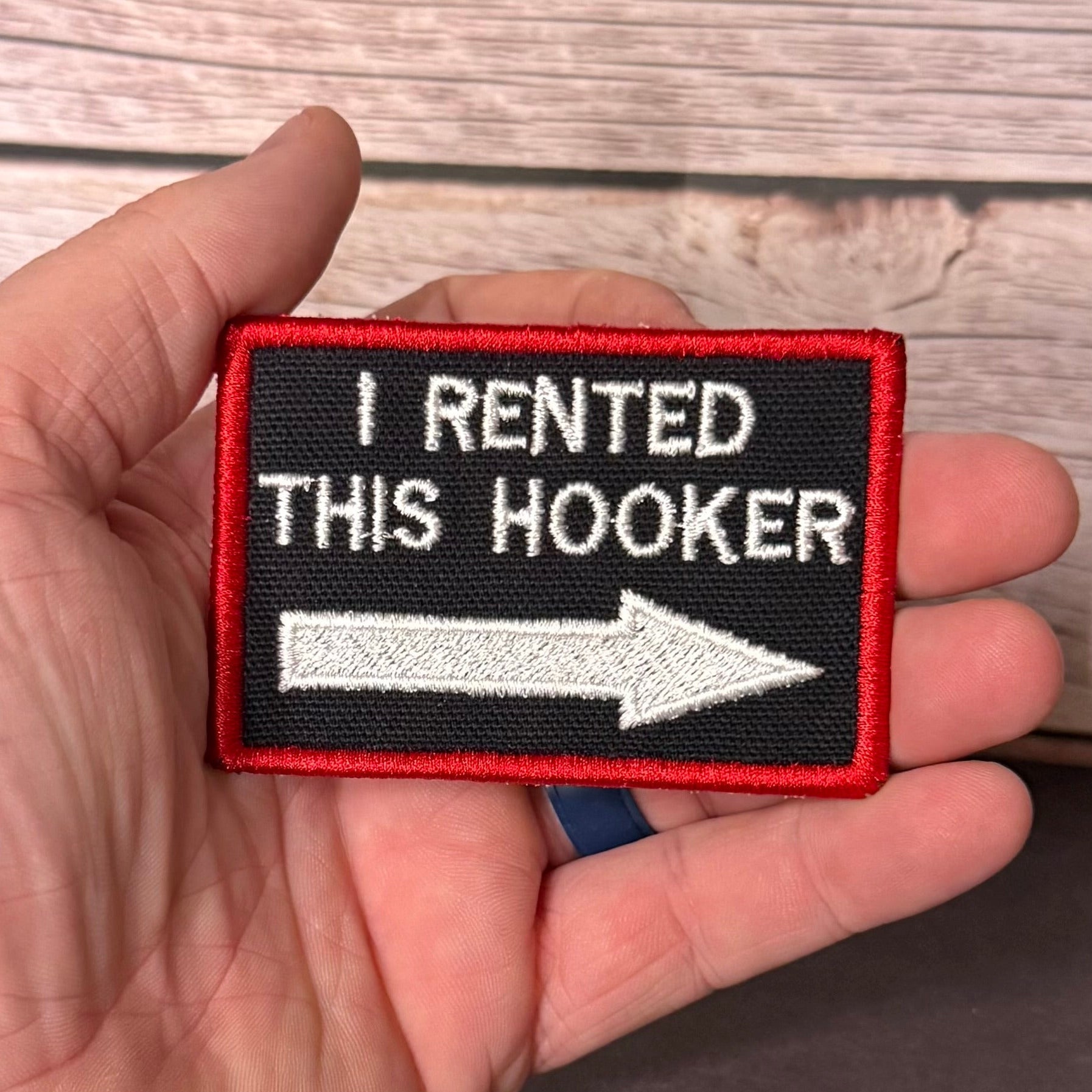 I Rented This Hooker Funny Morale Patch, 2x3" | Made in USA | VELCRO® Brand Hook Backing