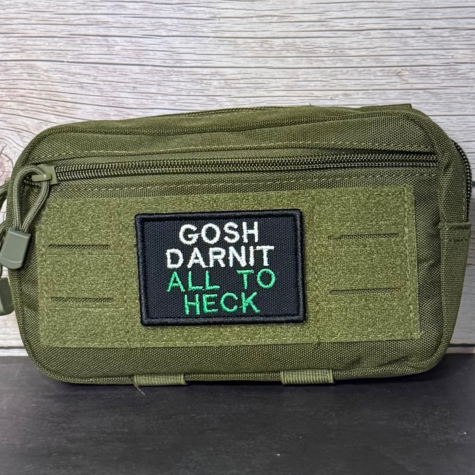 Gosh Darnit All To Heck, Polite Swearing Funny Morale Patch, 2x3" | Made in USA | VELCRO® Brand Hook Backing
