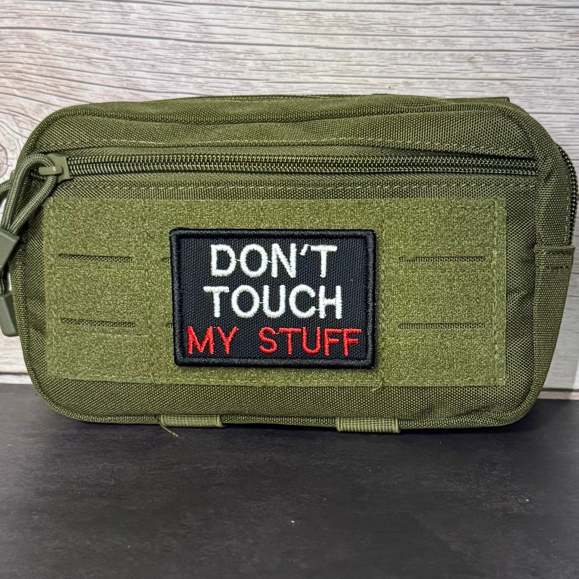 Don't Touch My Stuff Funny Morale Patch, 2x3" | Made in USA | VELCRO® Brand Hook Backing