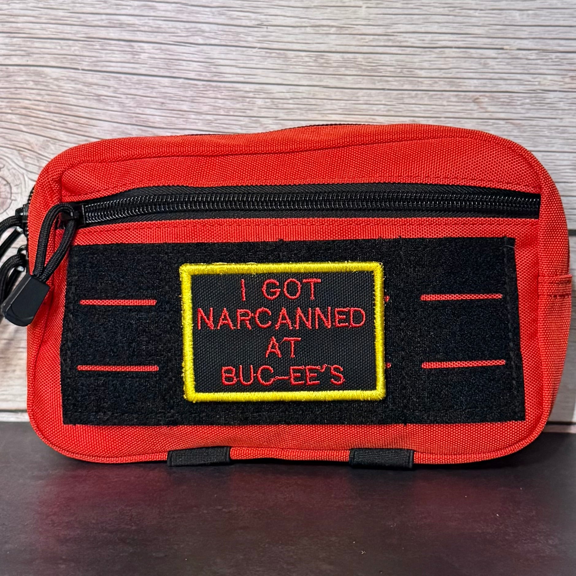 I Got Narcanned At Buc-ee's Funny Morale Patch, 2x3" | Made in USA | VELCRO® Brand Hook Backing