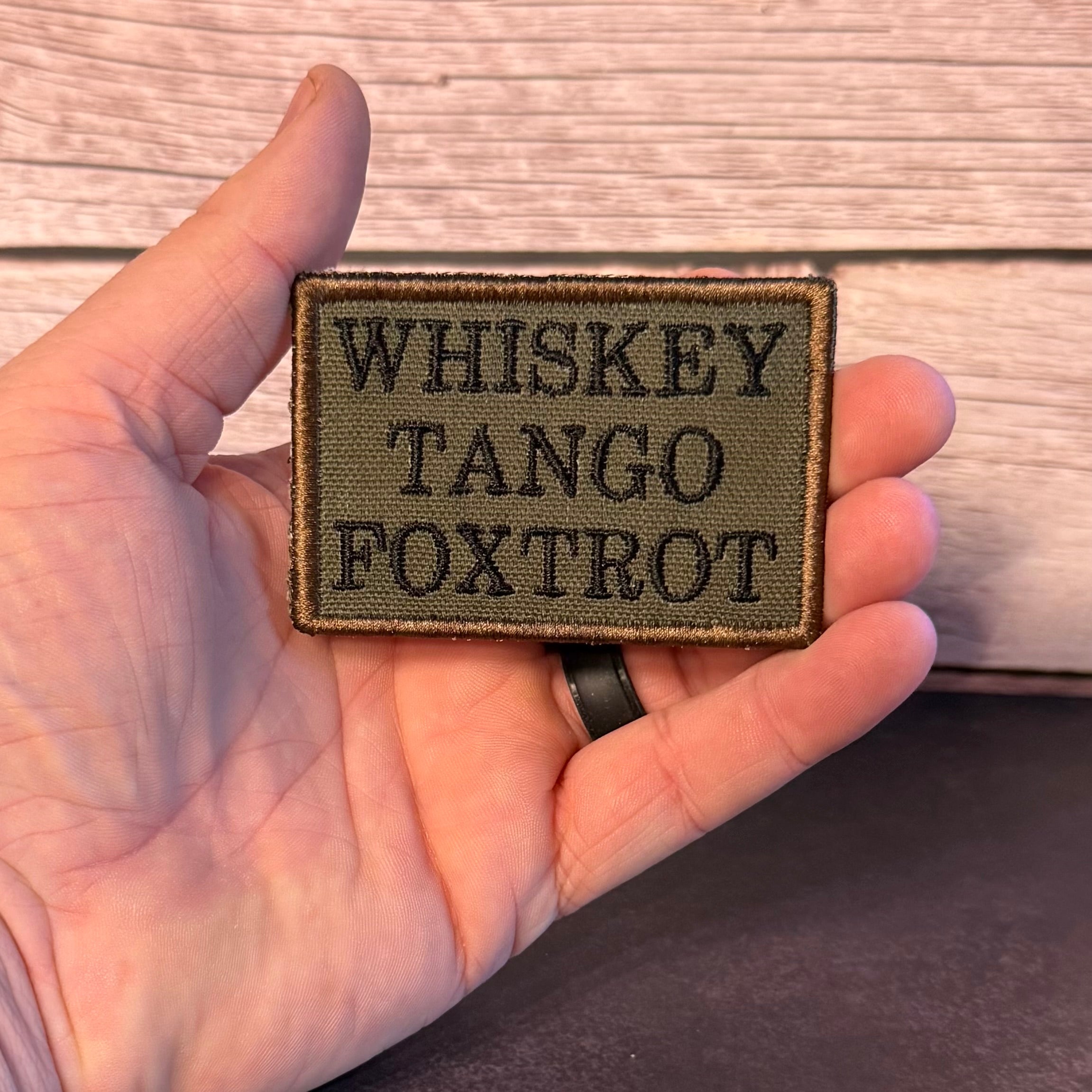 Whiskey Tango Foxtrot WTF Funny Morale Patch, 2x3" | Made in USA | VELCRO® Brand Hook Backing