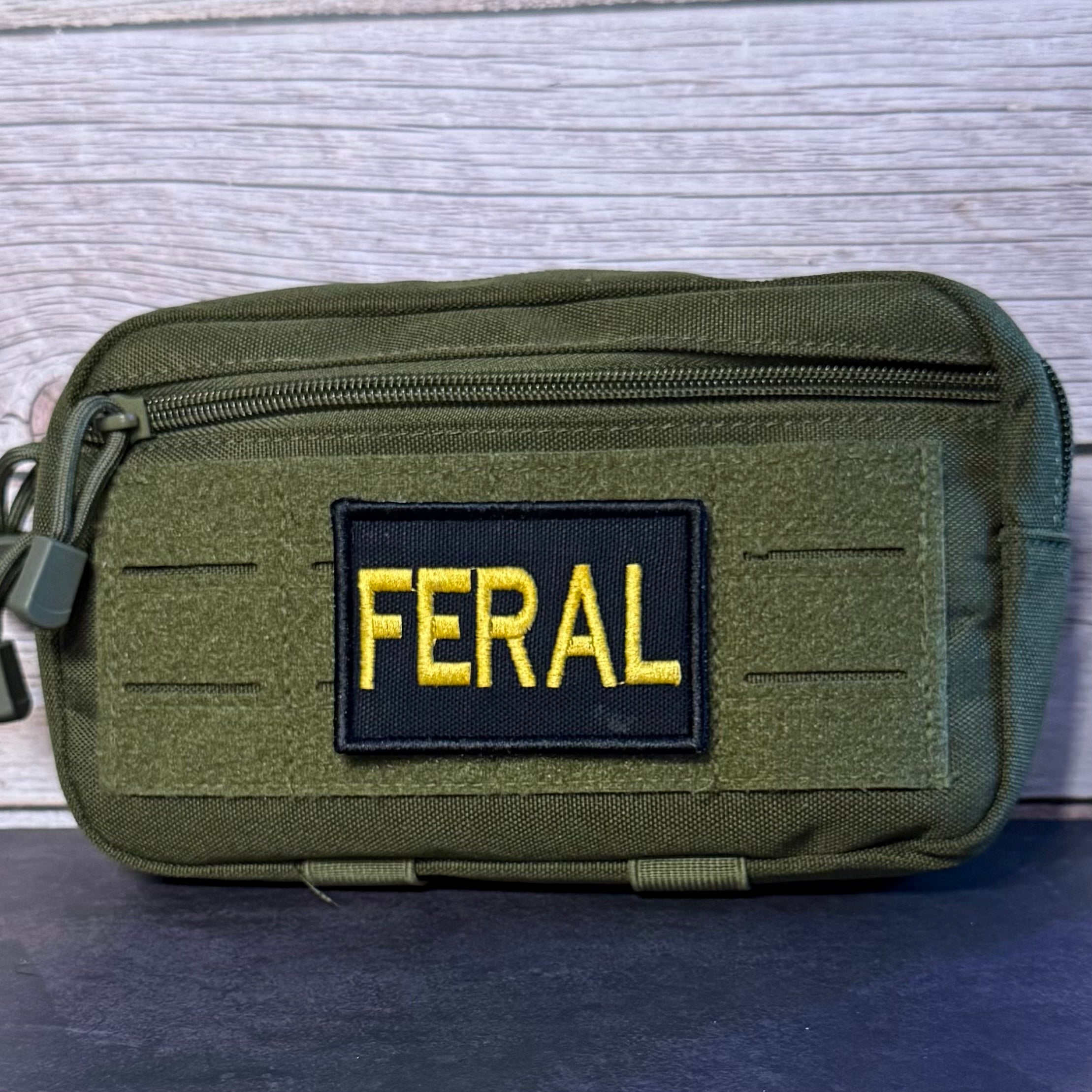 Feral & Wild Funny Morale Patch, 2x3" | Made in USA | VELCRO® Brand Hook Backing
