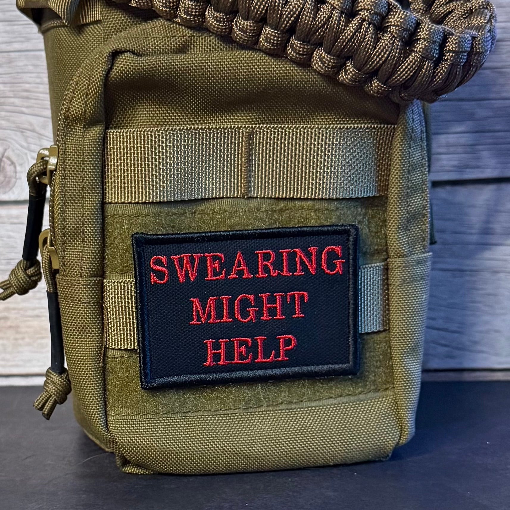 Swearing Might Help Funny Morale Patch, 2x3" | Made in USA | VELCRO® Brand Hook Backing