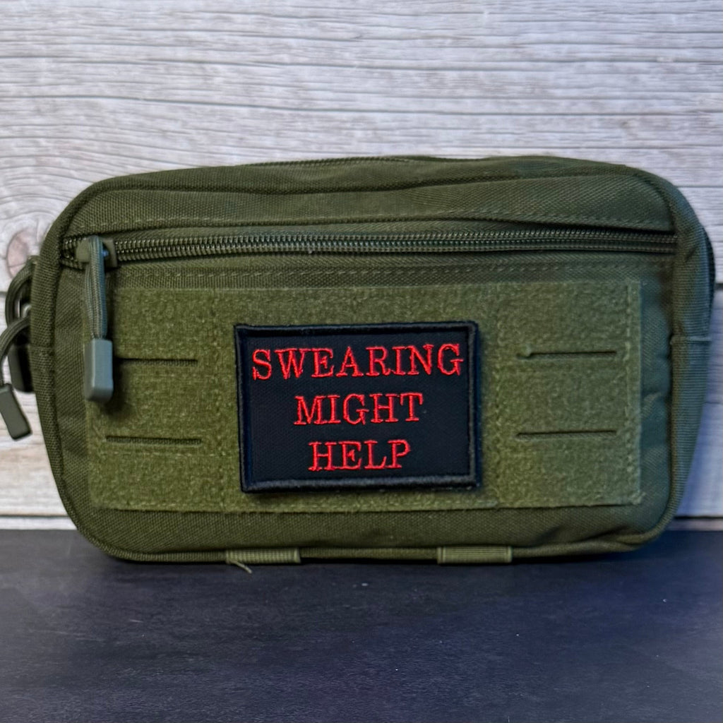 Swearing Might Help Funny Morale Patch, 2x3" | Made in USA | VELCRO® Brand Hook Backing