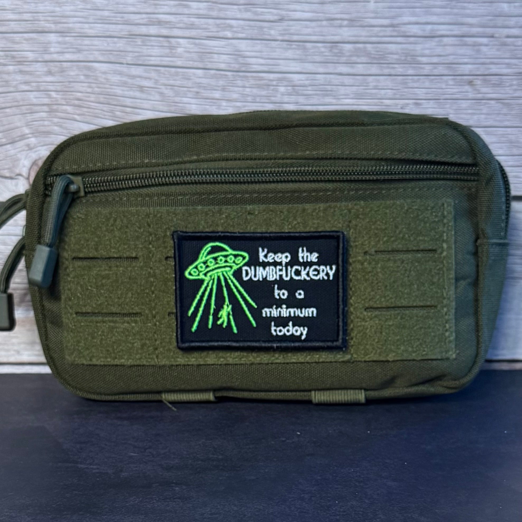 Keep the Dumbfuckery To A Minimum Funny Morale Patch, 2x3" | Made in USA | VELCRO® Brand Hook Backing