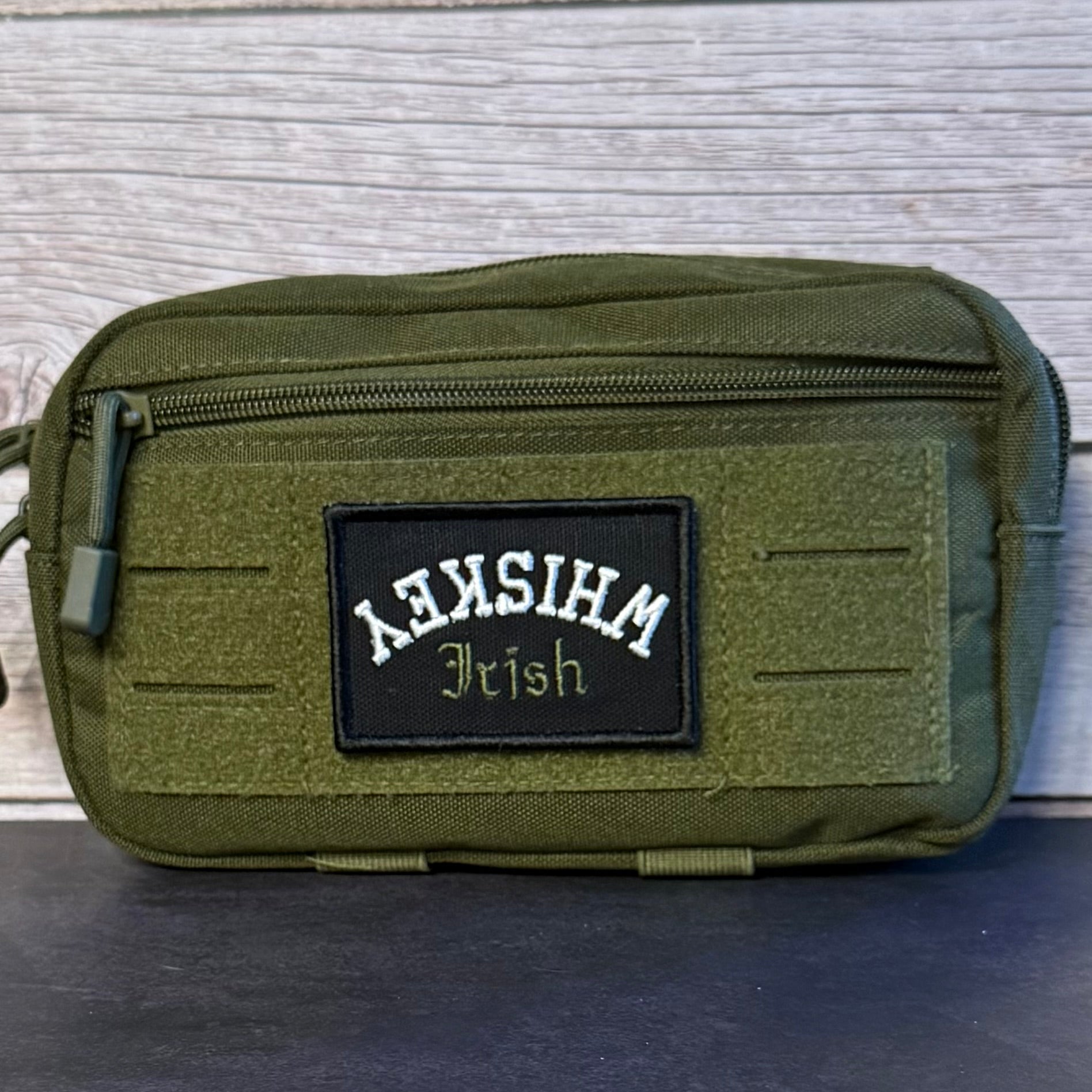 Irish Whiskey Upside Down Funny Morale Patch, 2x3" | Made in USA | VELCRO® Brand Hook Backing