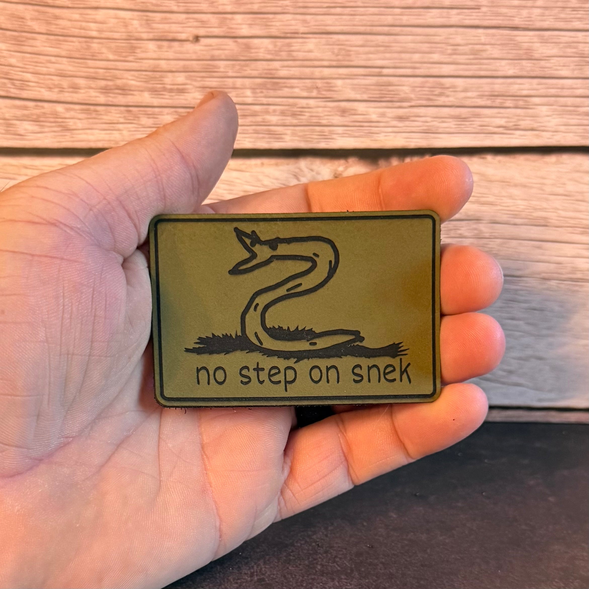No Step On Snek Funny Morale Patch, 2x3" | Made in USA | VELCRO® Brand Hook Backing