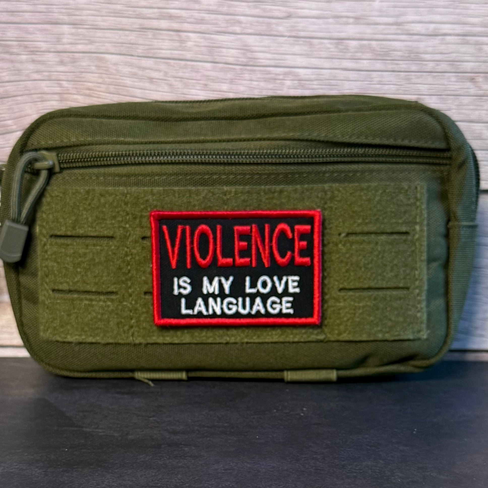 Violence Is My Love Language Funny Morale Patch, 2x3" | Made in USA | VELCRO® Brand Hook Backing