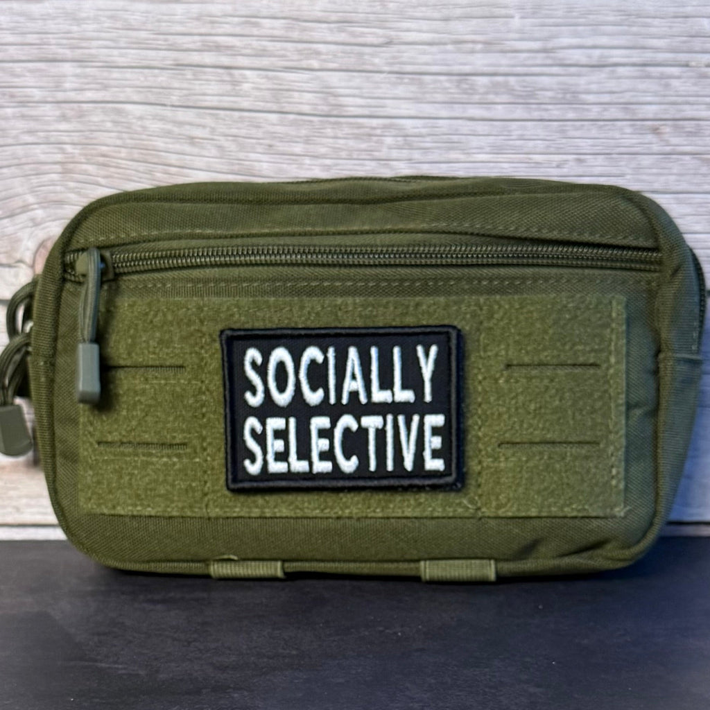 Socially Selective Funny Morale Patch, 2x3" | Made in USA | VELCRO® Brand Hook Backing