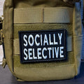 Socially Selective Funny Morale Patch, 2x3" | Made in USA | VELCRO® Brand Hook Backing