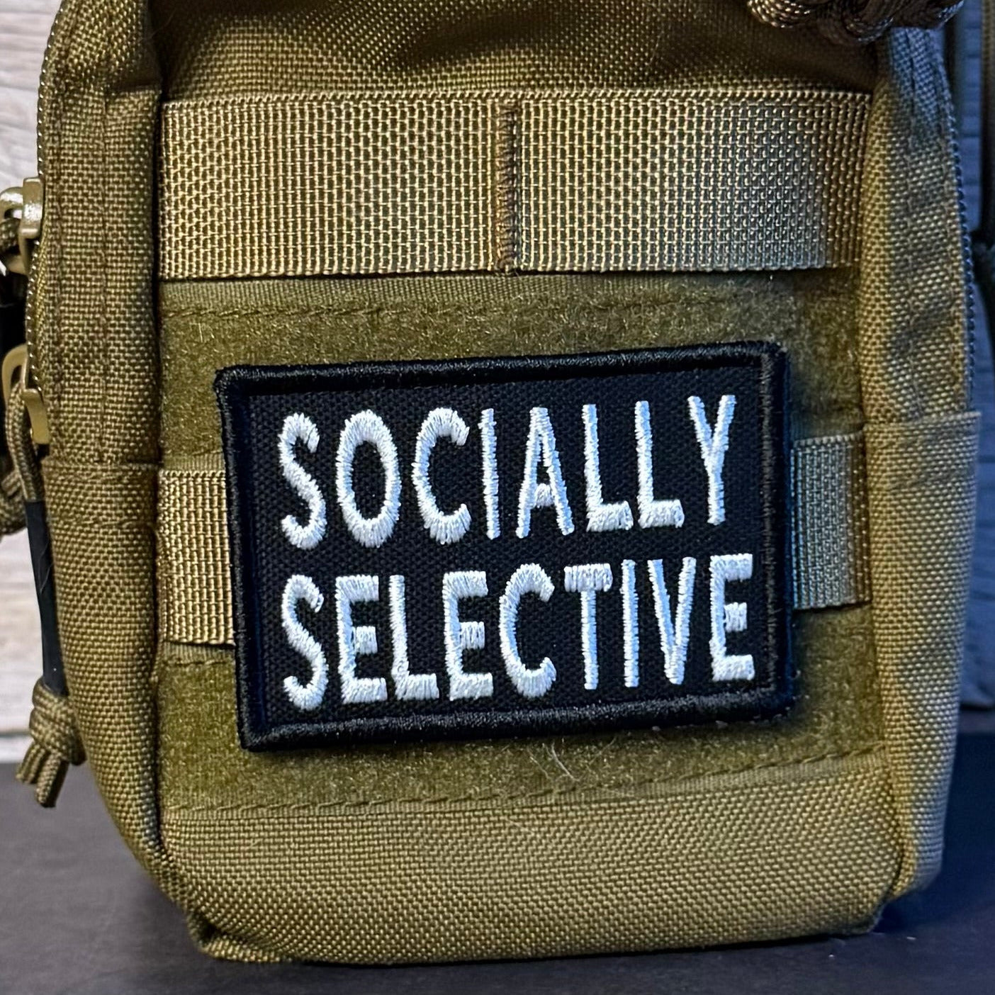 Socially Selective Funny Morale Patch, 2x3" | Made in USA | VELCRO® Brand Hook Backing