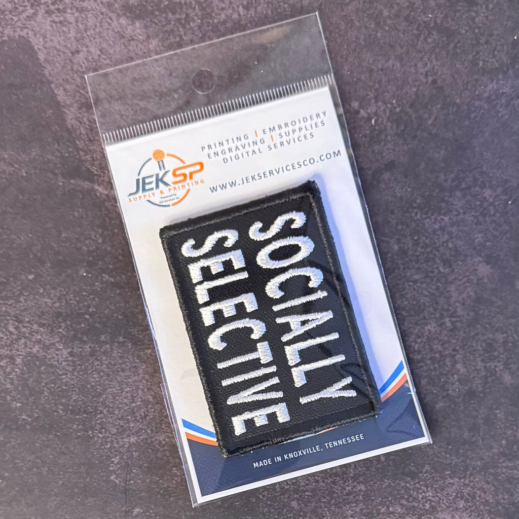 Socially Selective Funny Morale Patch, 2x3" | Made in USA | VELCRO® Brand Hook Backing