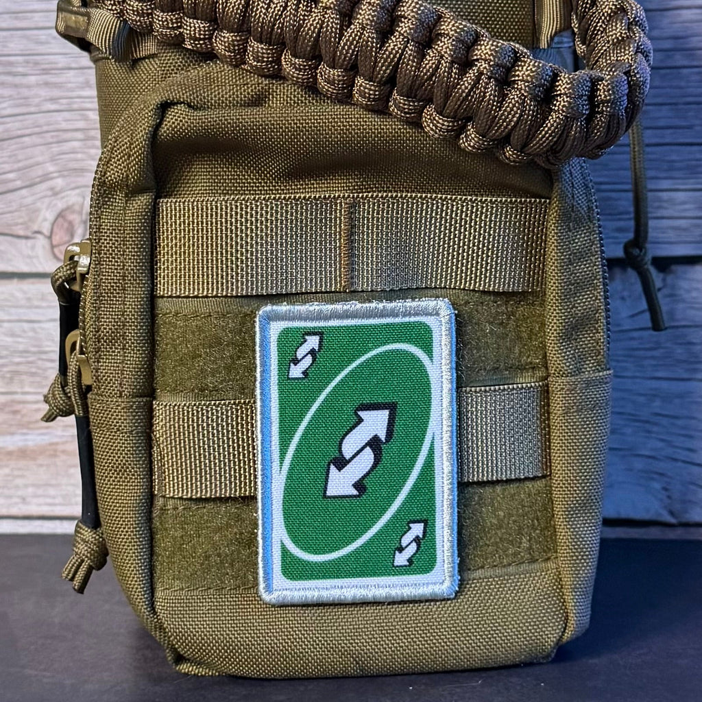 UNO Reverse Card Funny Morale Patch, 2x3" | Made in USA | VELCRO® Brand Hook Backing