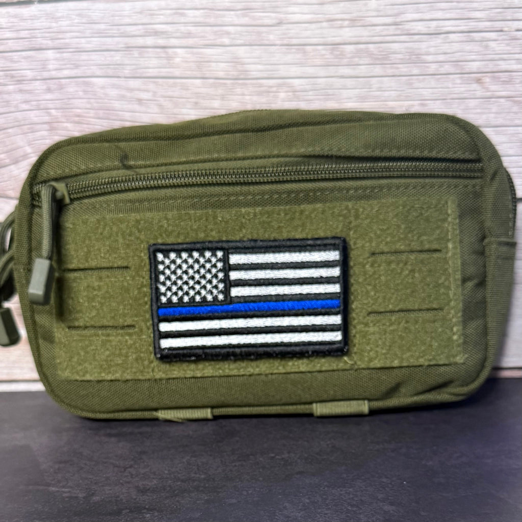 Thin Blue Line American Flag Patch for Law Enforcement, 2x3.5" | Made in USA | VELCRO® Brand Hook Backing