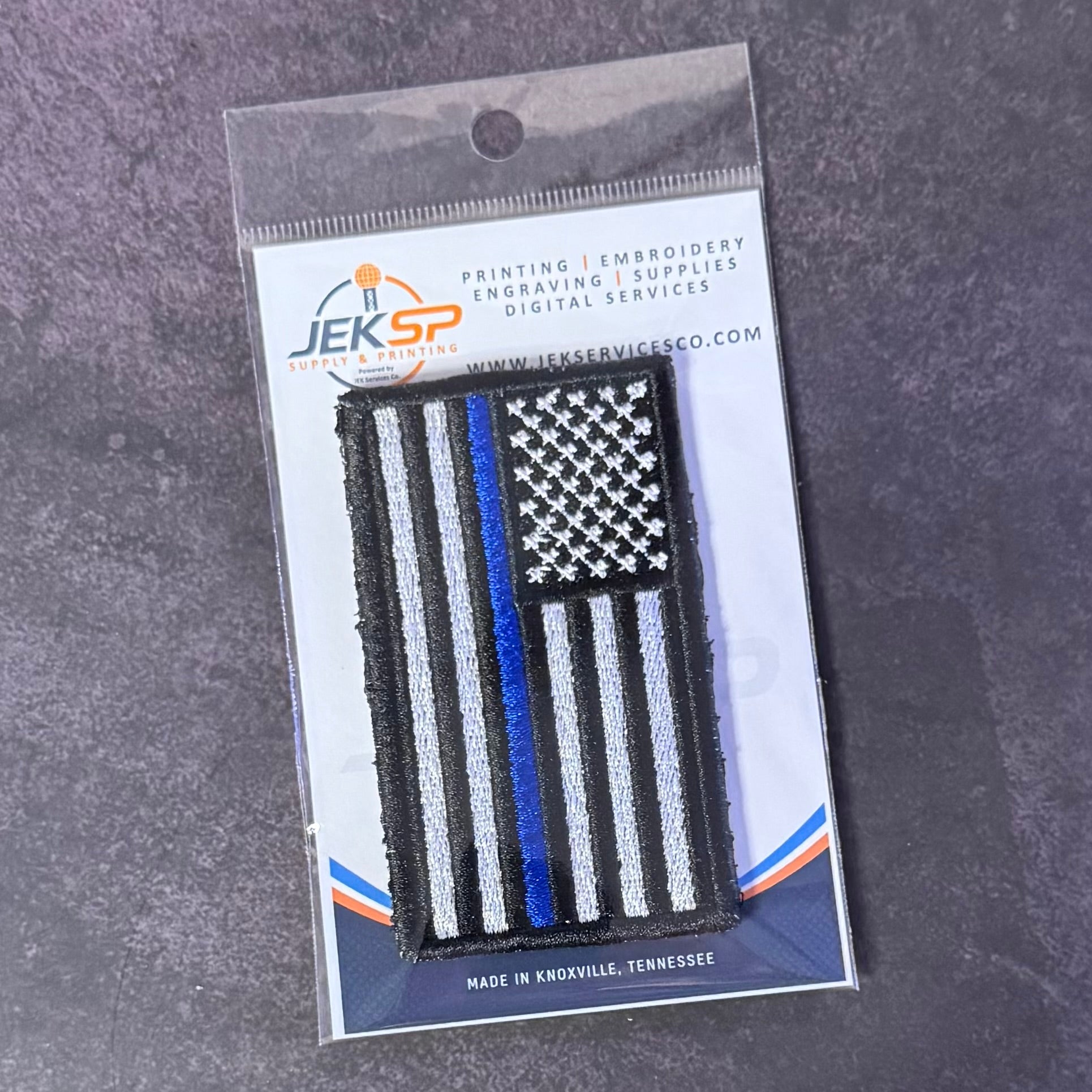 Thin Blue Line American Flag Patch for Law Enforcement, 2x3.5" | Made in USA | VELCRO® Brand Hook Backing