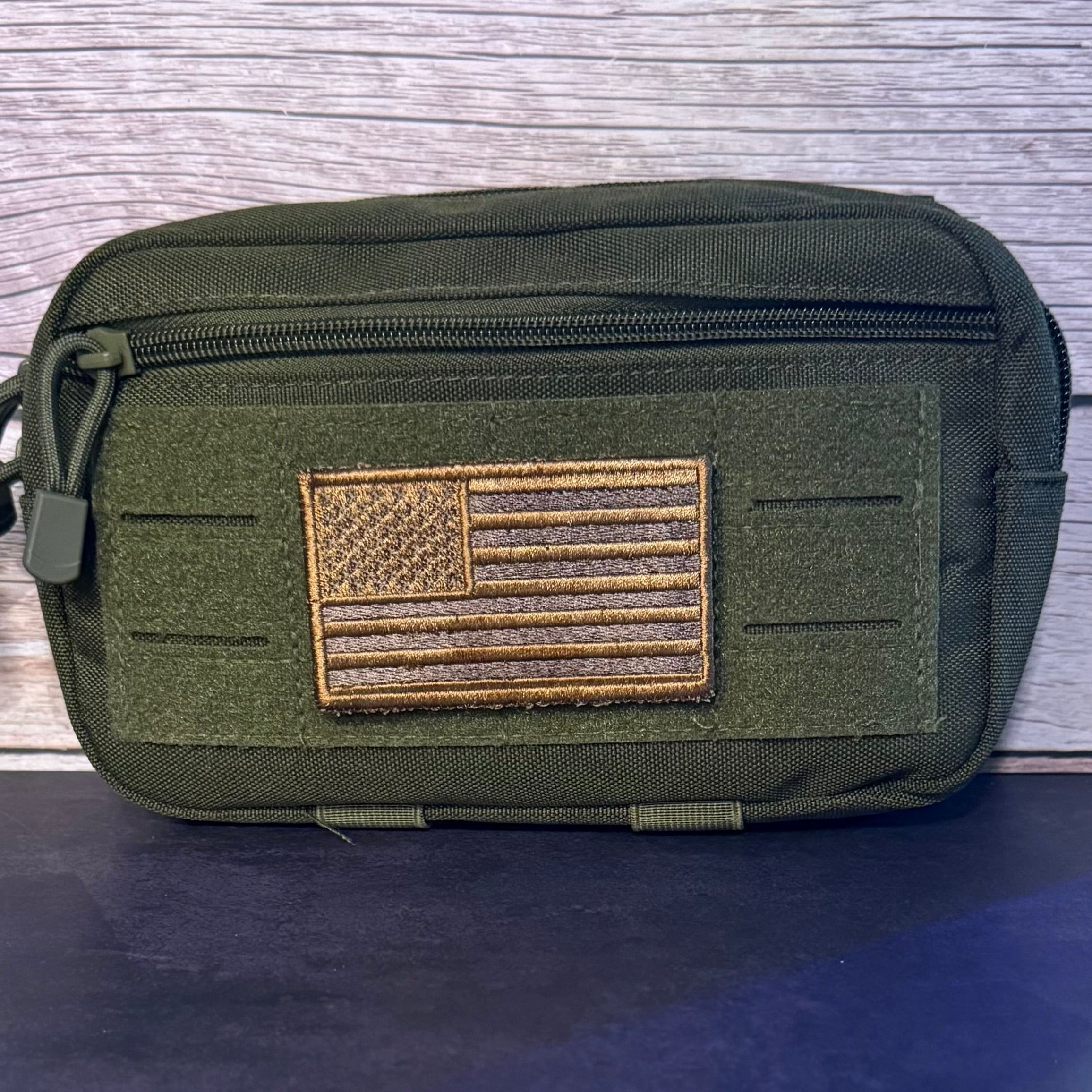 Subdued Coyote Brown American Flag Patch, 2x3.5" | Made in USA | VELCRO® Brand Hook Backing