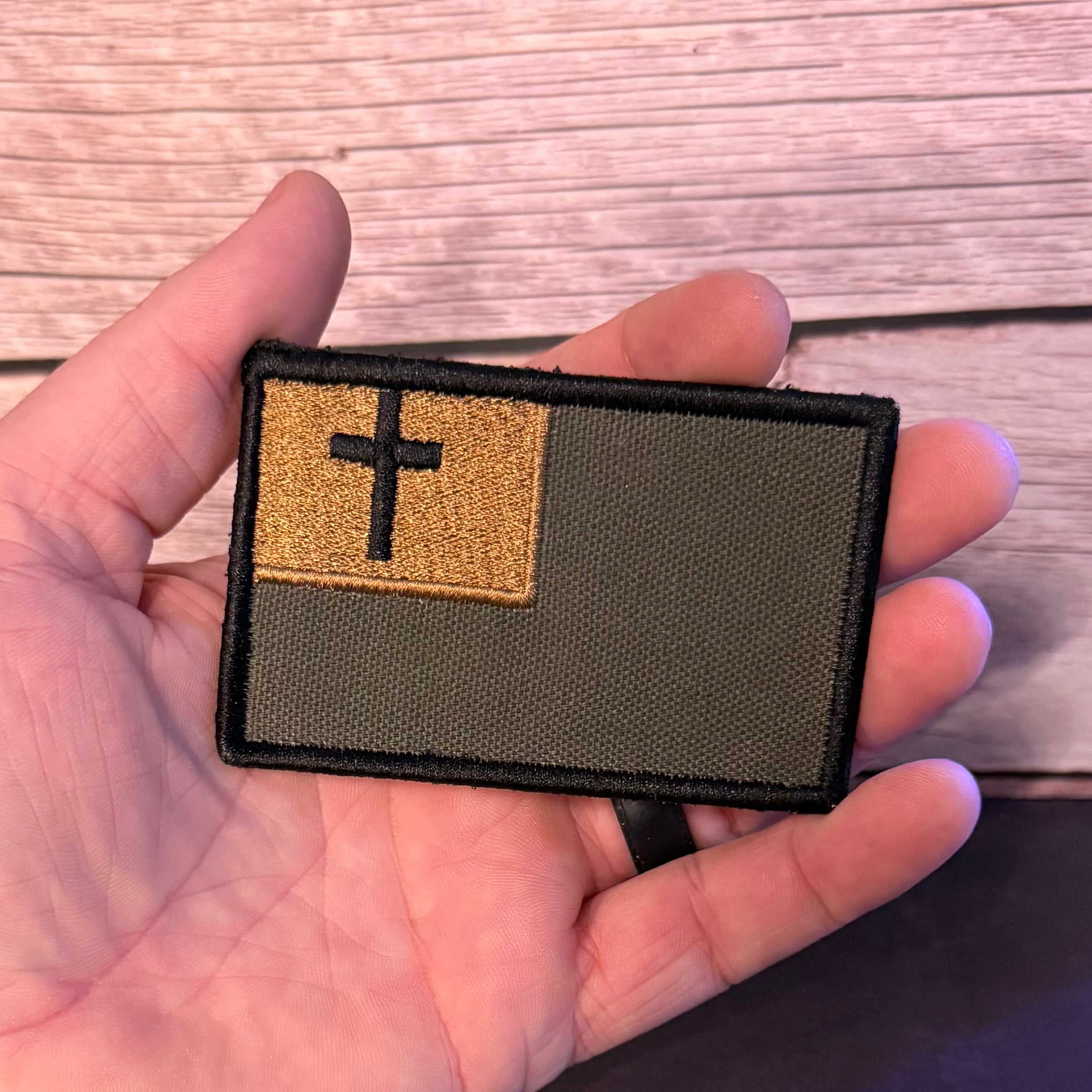 Tactical and White/Blue Christian Flag Patches, 2x3.5" | Made in USA | VELCRO® Brand Hook Backing