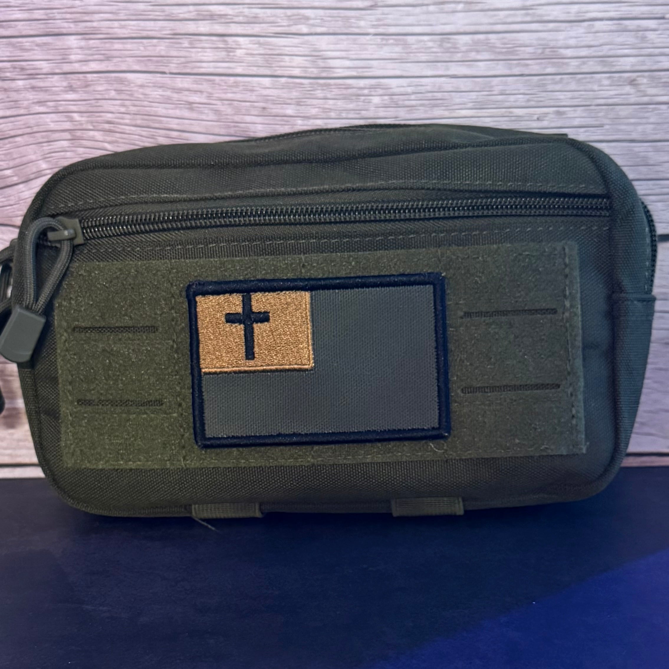 Tactical and White/Blue Christian Flag Patches, 2x3.5" | Made in USA | VELCRO® Brand Hook Backing
