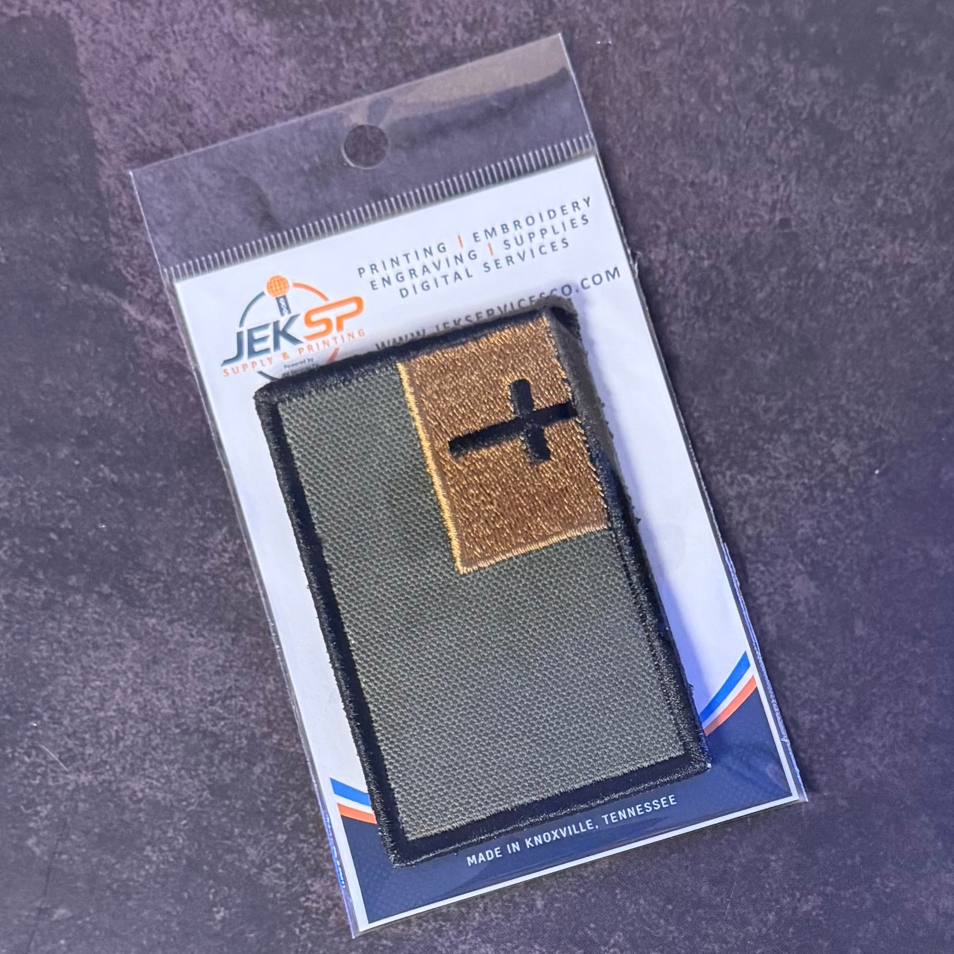 Tactical and White/Blue Christian Flag Patches, 2x3.5" | Made in USA | VELCRO® Brand Hook Backing